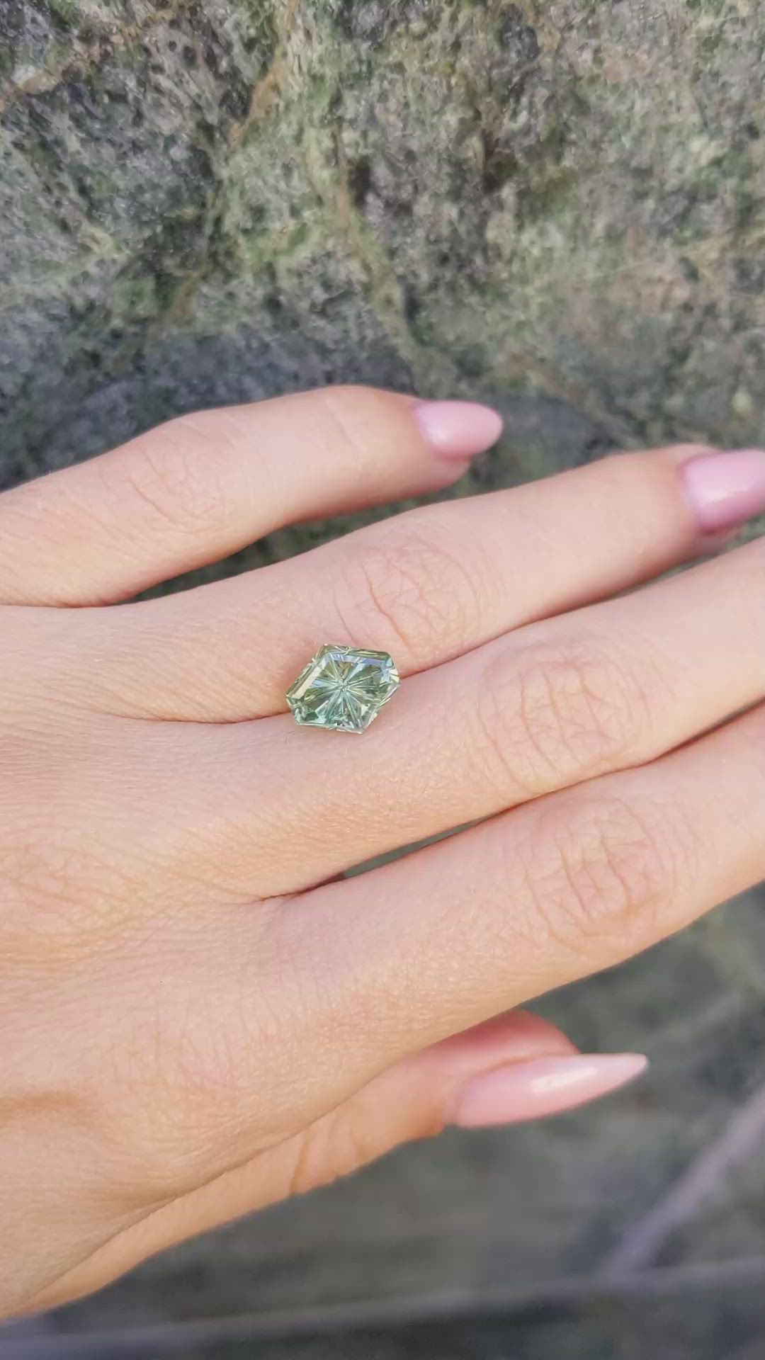 3.72 Ct. Green Sapphire from Montana Size Video