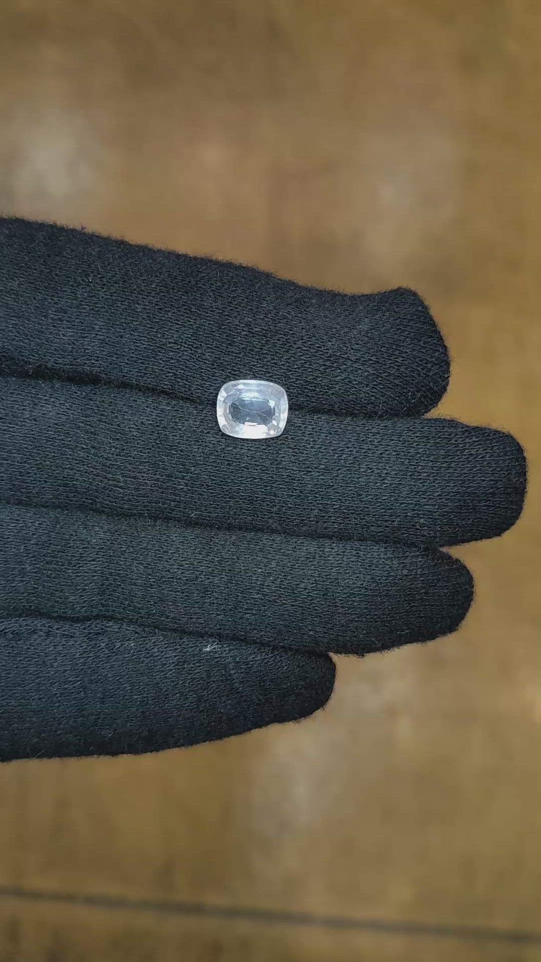 2.14 Ct. White Sapphire from Burma (Myanmar) Size Video