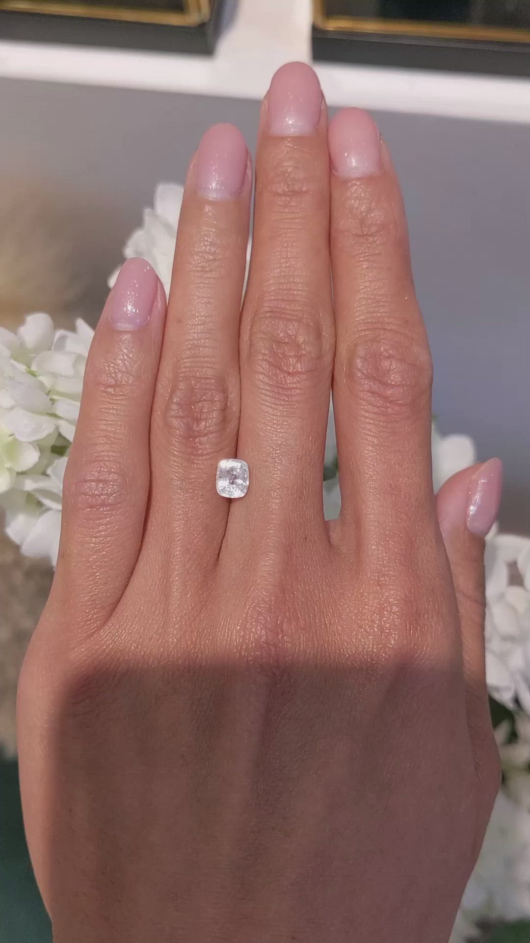 1.48 Ct. White Sapphire from Burma (Myanmar) Size Video