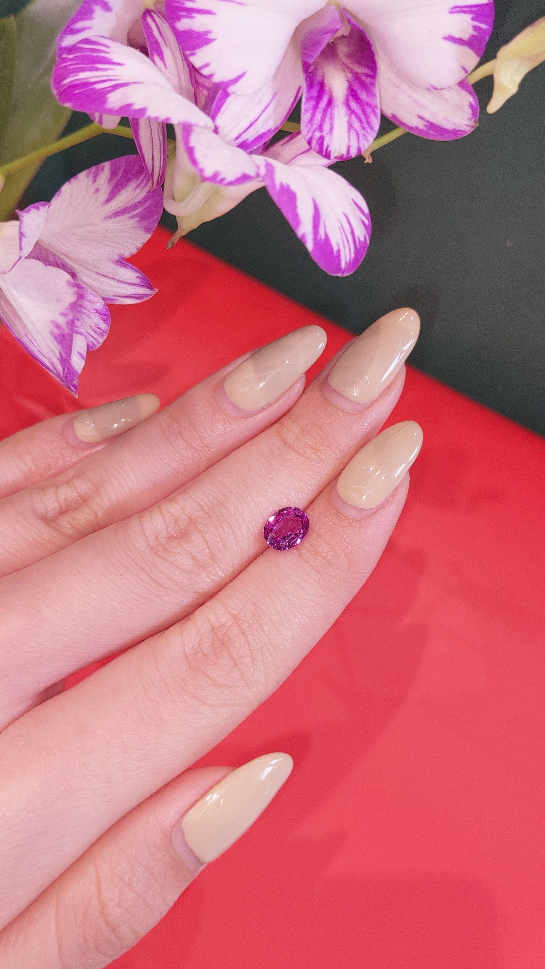 1.54 Ct. Pinkish Purple Sapphire from Ceylon (Sri Lanka) Size Video