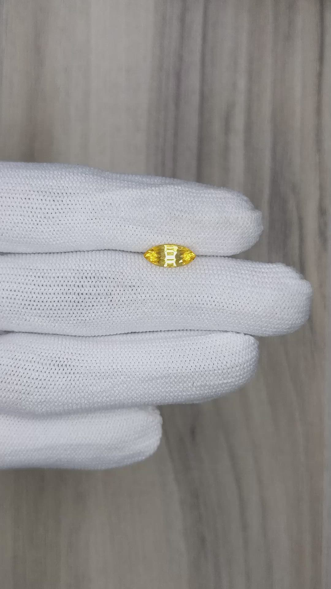 1.29 Ct. Orangish Yellow Sapphire from Ceylon (Sri Lanka) Size Video