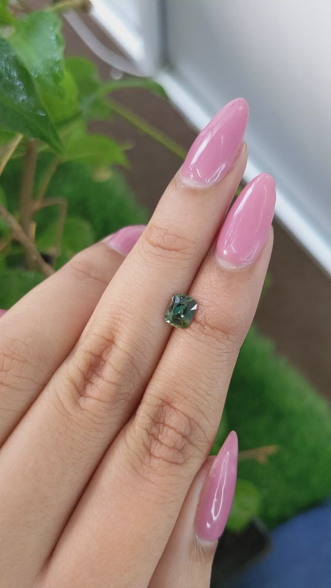 0.87 Ct. Green Sapphire from Madagascar Size Video