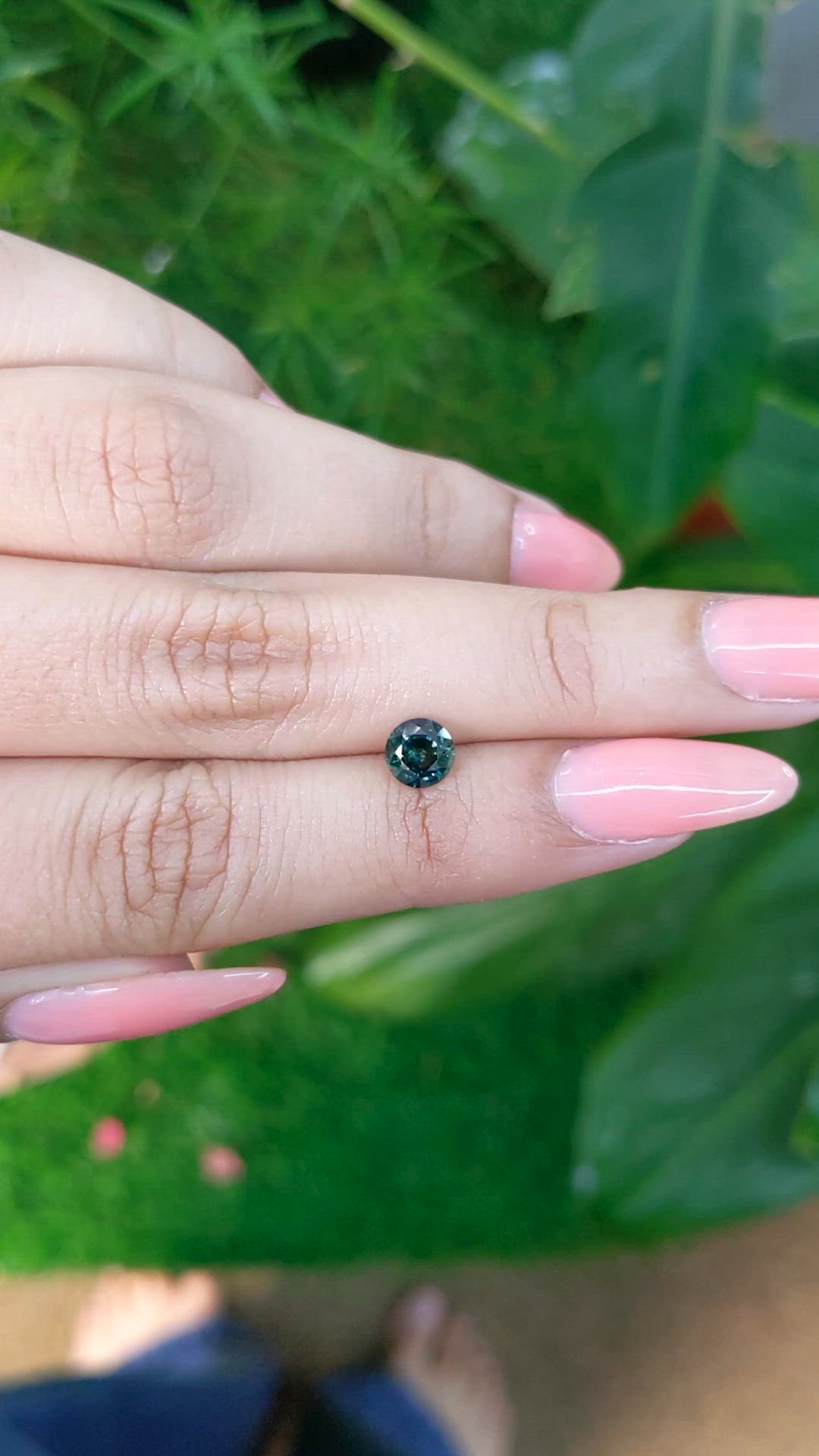 0.94 Ct. Bluish Green Sapphire from Madagascar Size Video