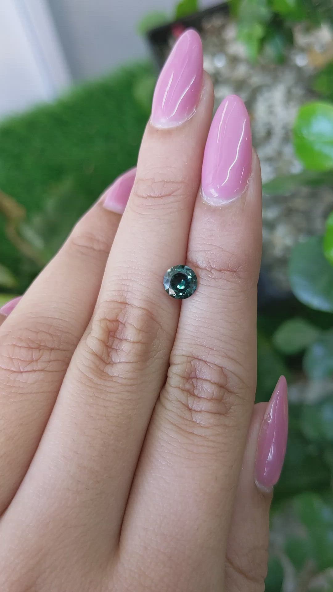 0.89 Ct. Bluish Green Sapphire from Madagascar Size Video