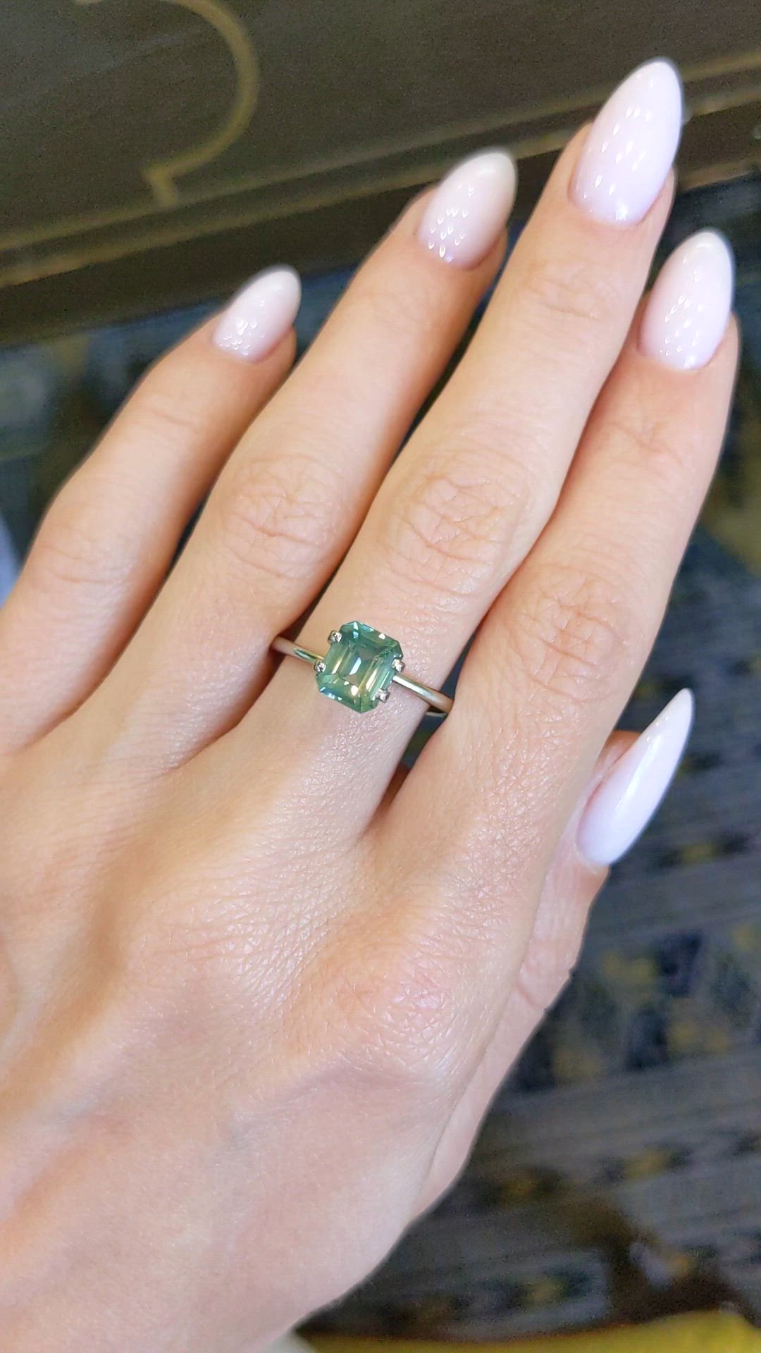2.12 Ct. Bluish Green Sapphire from Madagascar Size Video