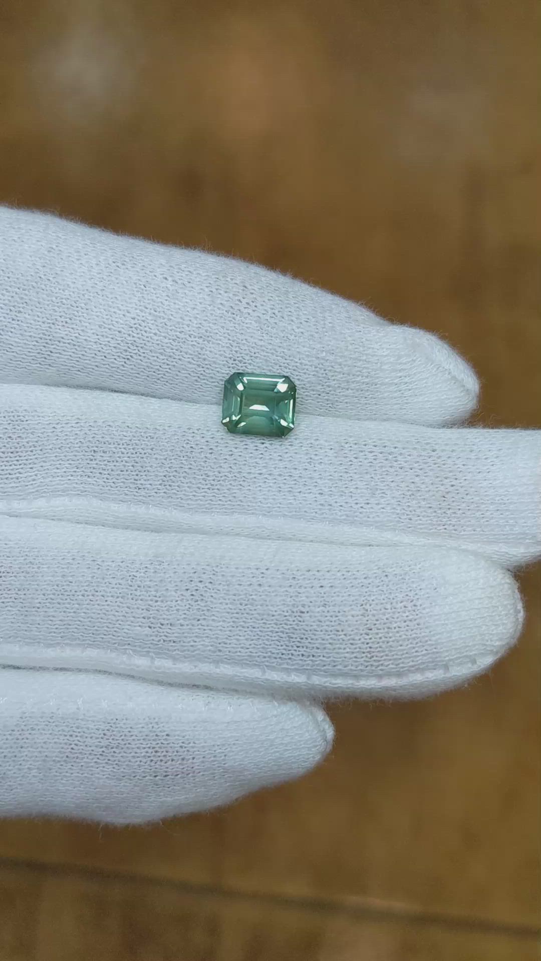 2.12 Ct. Bluish Green Sapphire from Madagascar Size Video