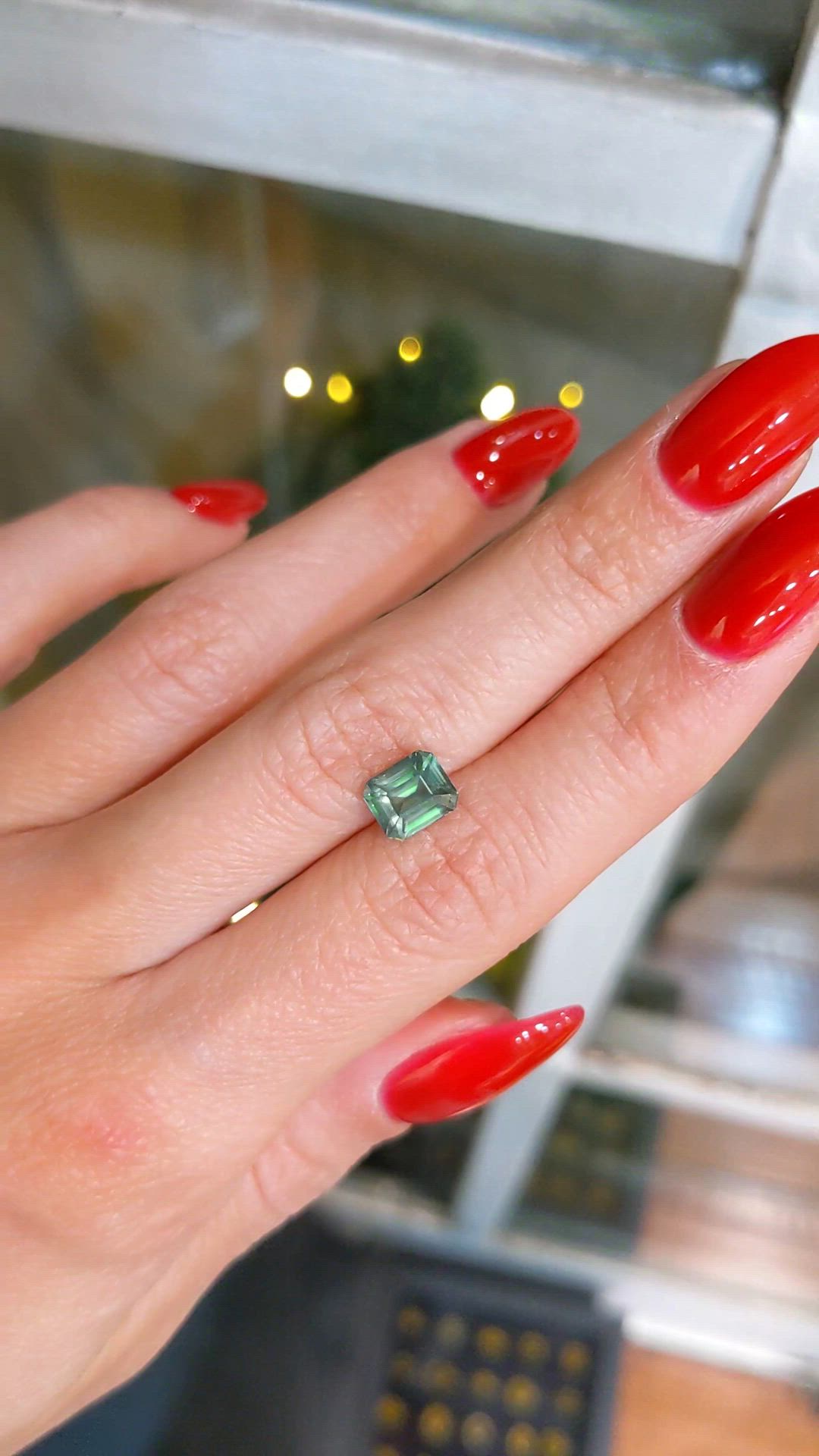 2.12 Ct. Bluish Green Sapphire from Madagascar Size Video