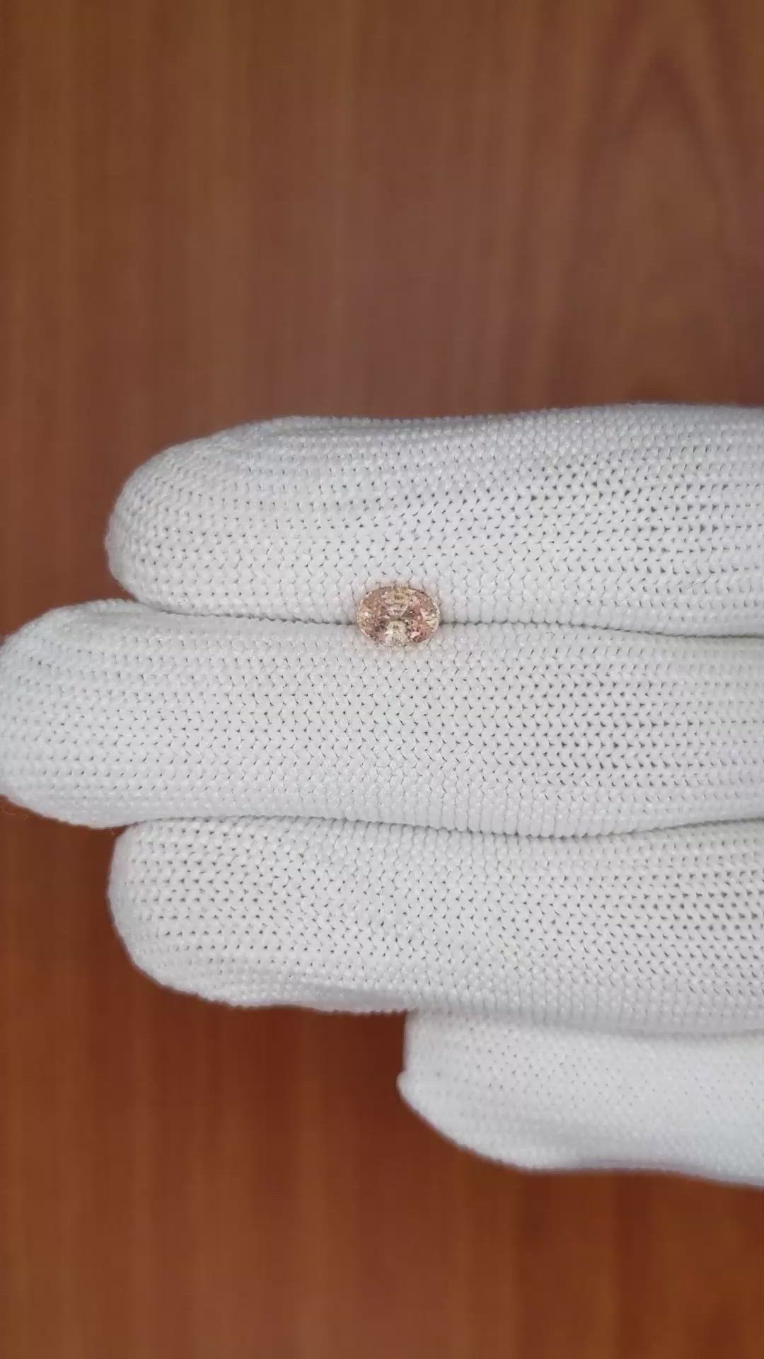 0.78 Ct. Peach Sapphire from Ceylon (Sri Lanka) Size Video