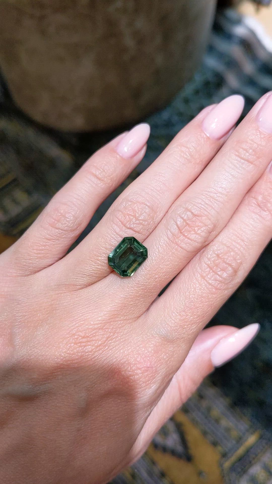 6.47 Ct. Green Sapphire from Ceylon (Sri Lanka) Size Video