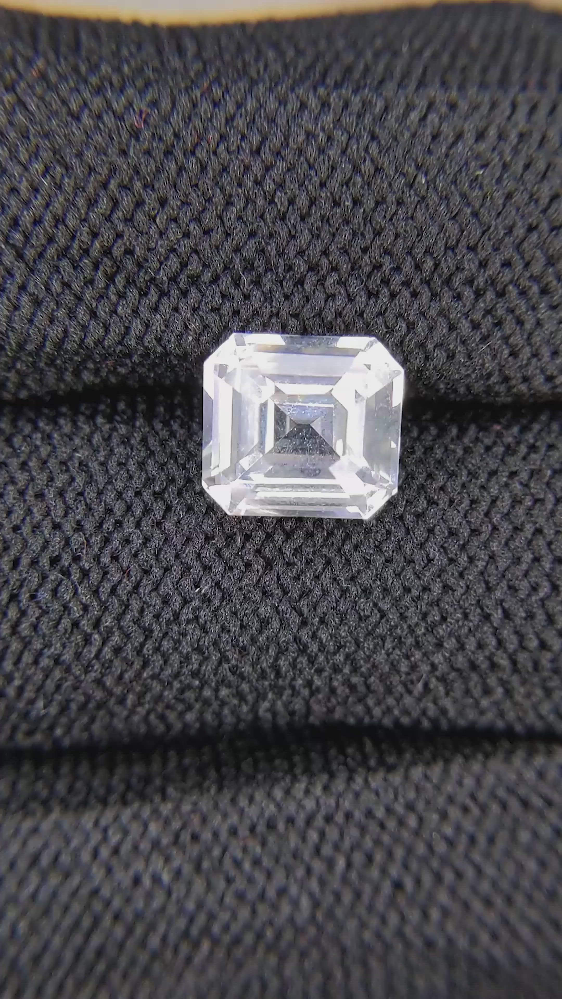3.75 Ct. White Sapphire from Ceylon (Sri Lanka) Size Video