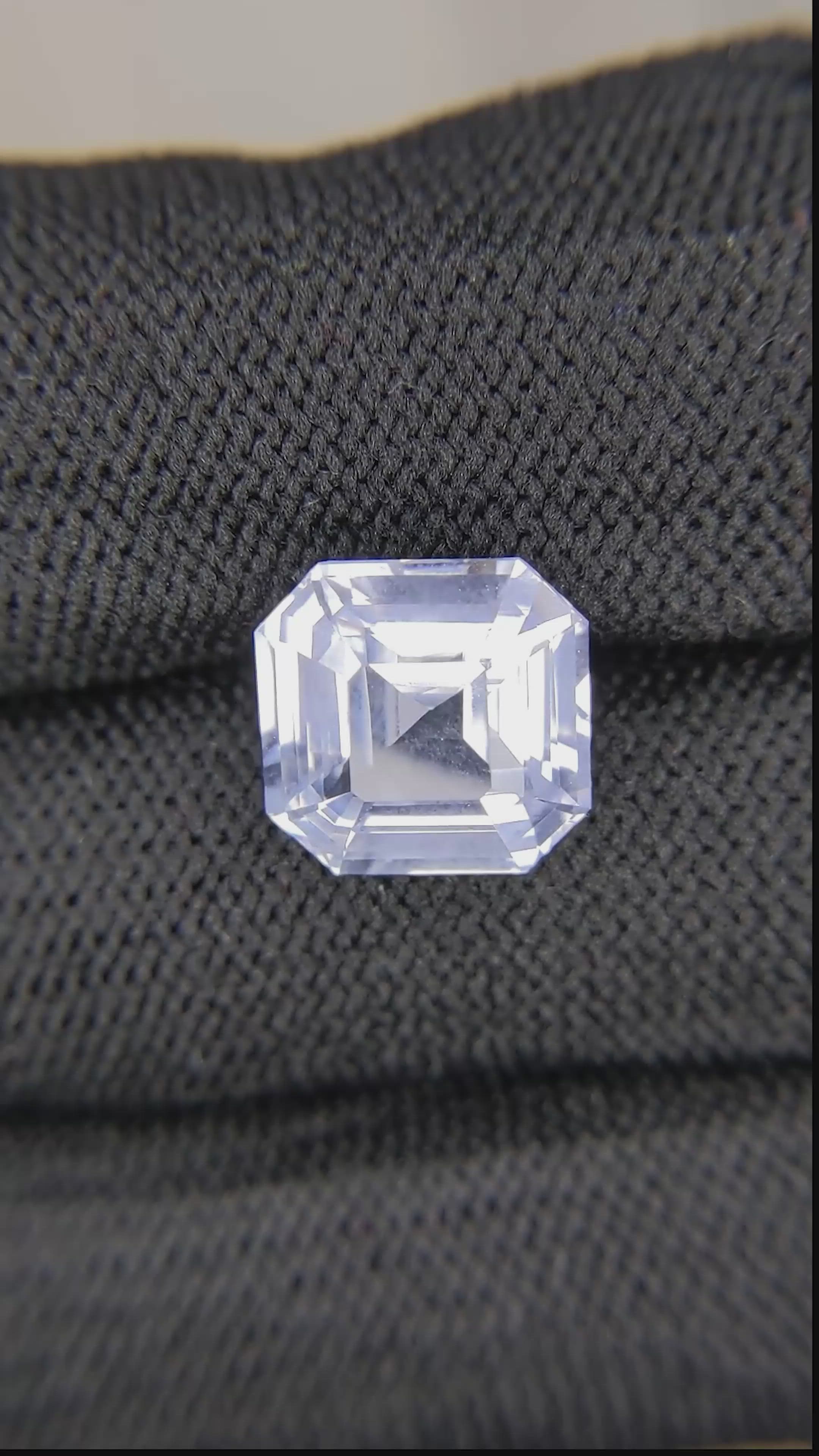 7.57 Ct. White Sapphire from Ceylon (Sri Lanka) Size Video