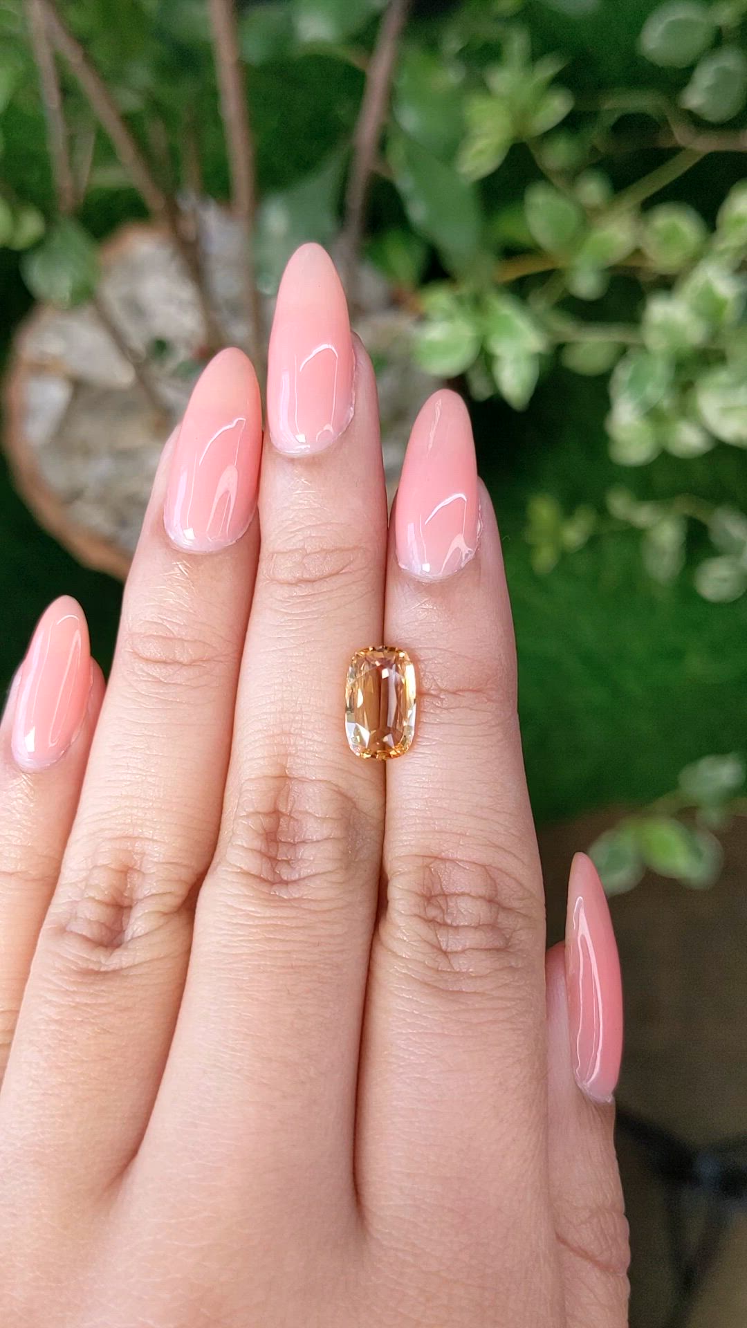 2.89 Ct. Peach Sapphire from Ceylon (Sri Lanka) Size Video