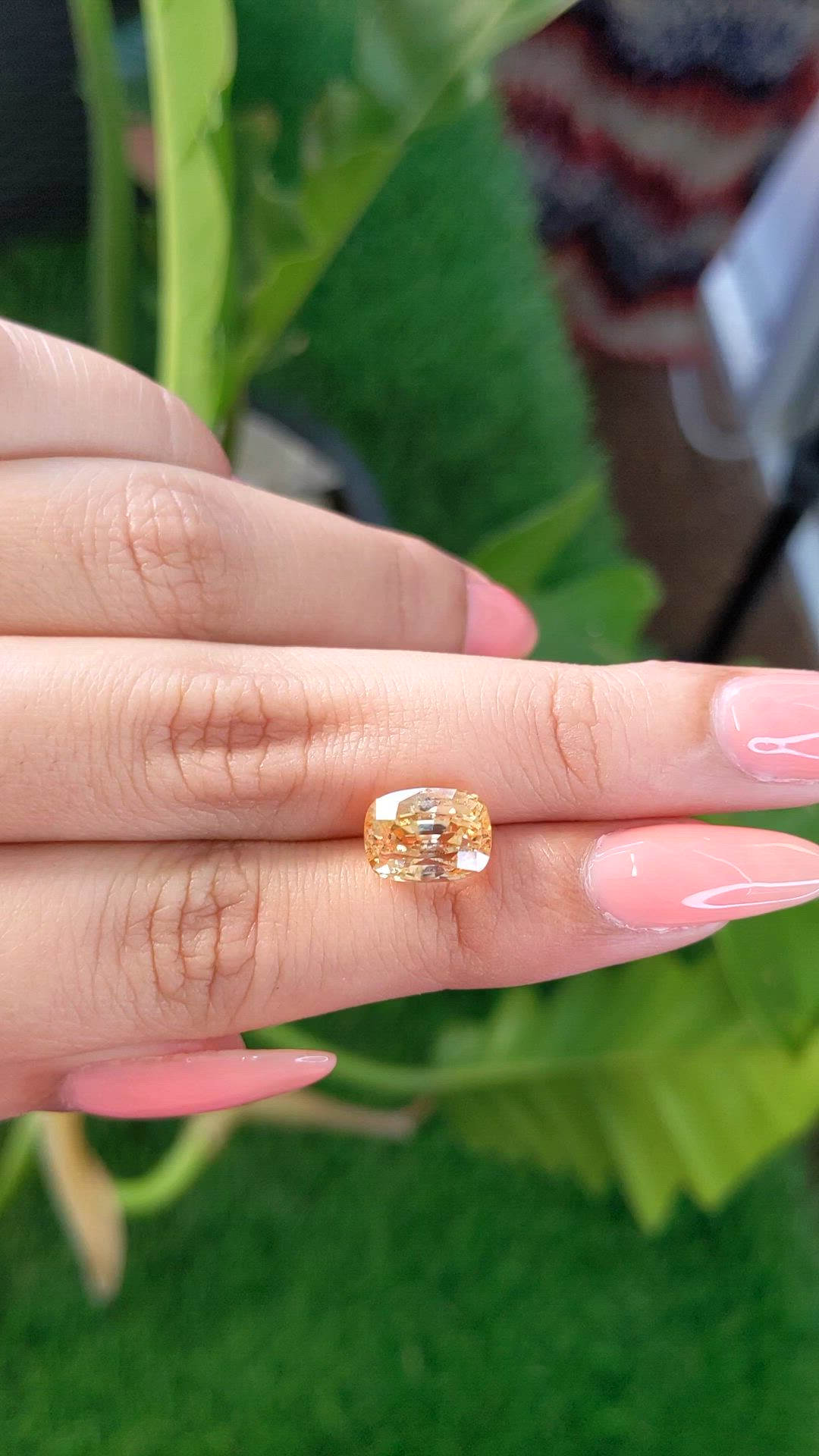 5.64 Ct. Peach Sapphire from Ceylon (Sri Lanka) Size Video