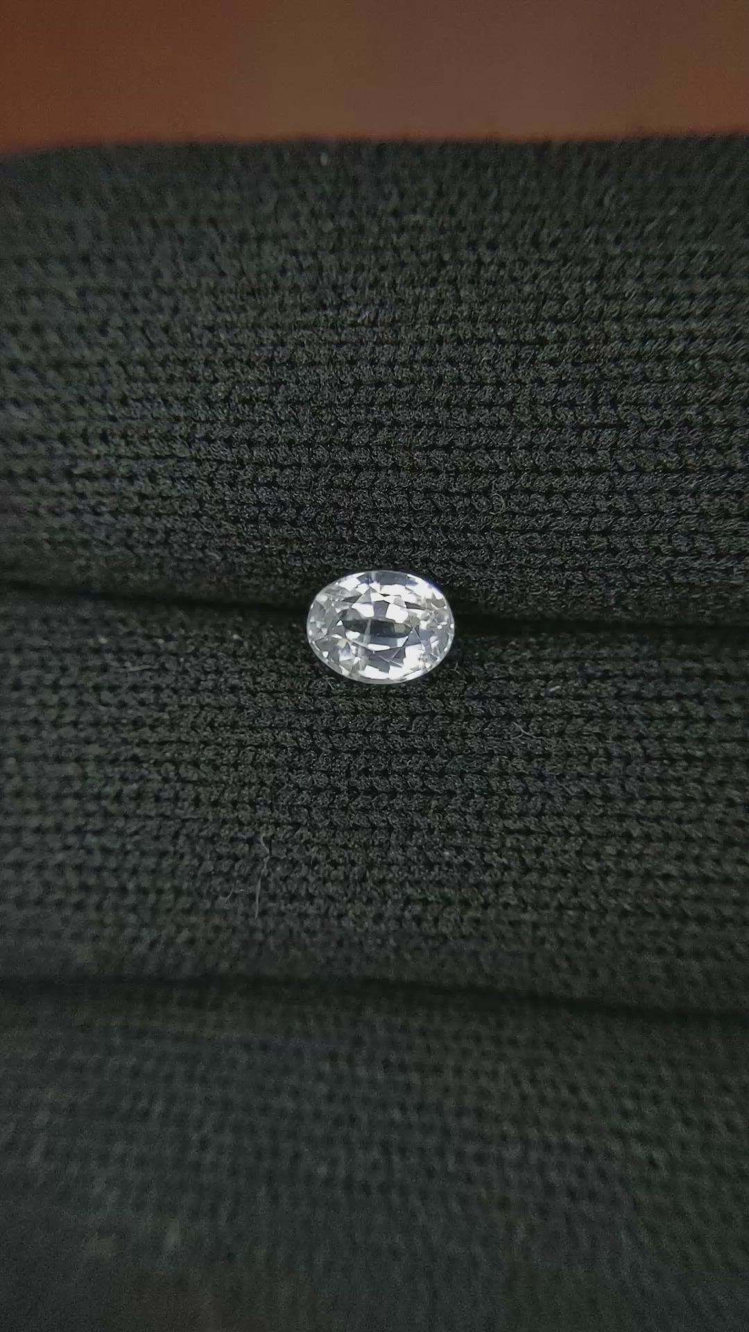 0.78 Ct. White Sapphire from Ceylon (Sri Lanka) Size Video