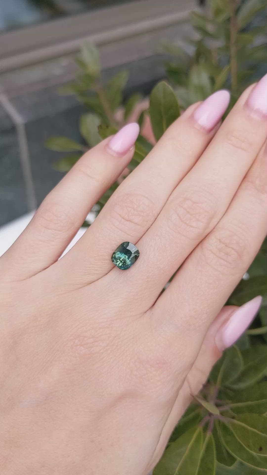 2.29 Ct. Bluish Green Sapphire from Madagascar Size Video