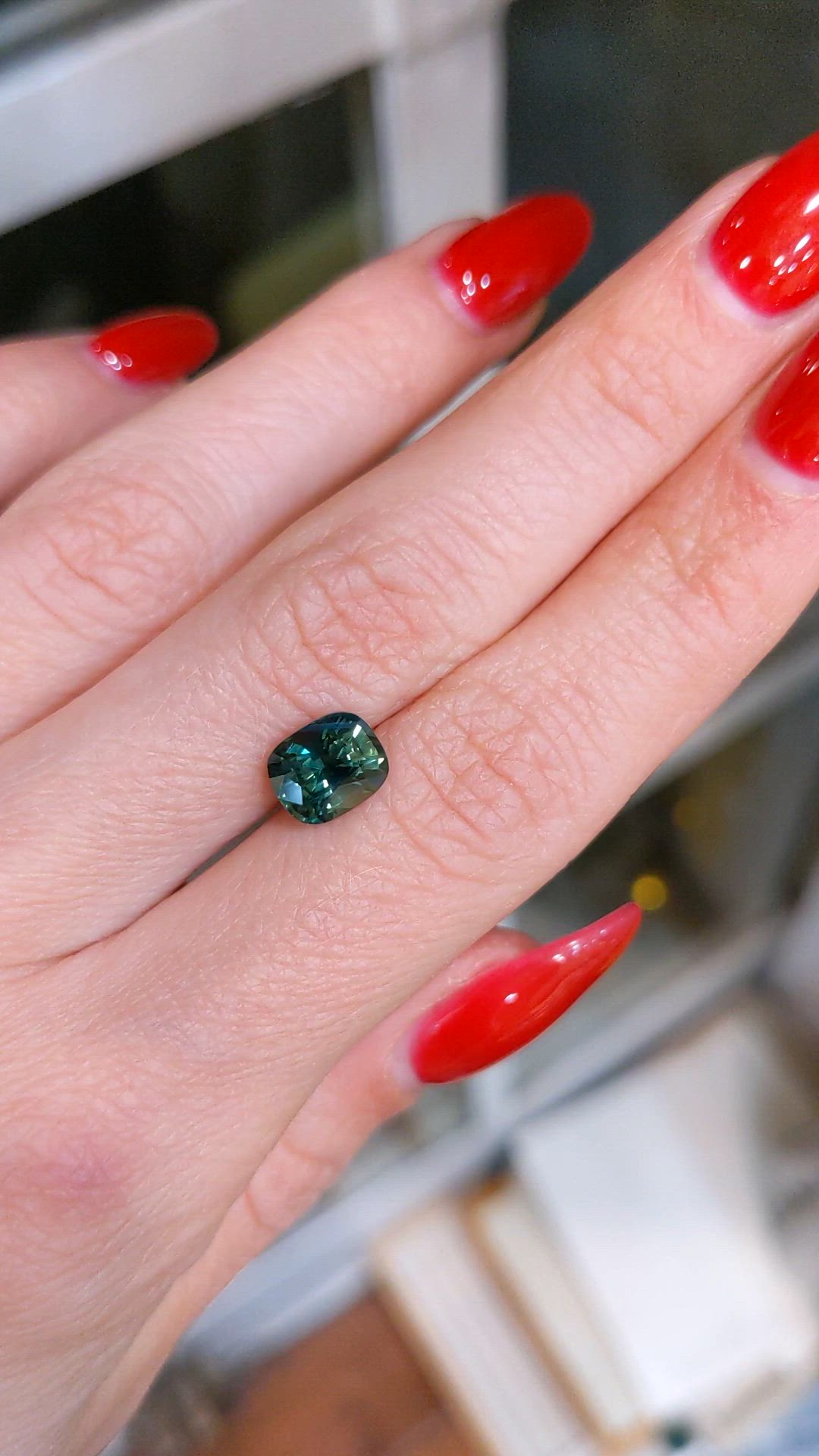 2.29 Ct. Bluish Green Sapphire from Madagascar Size Video