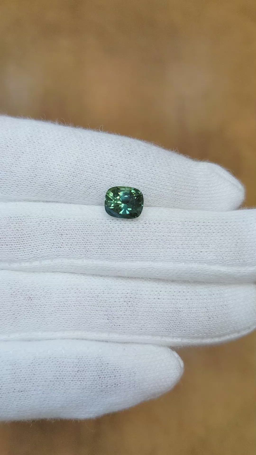 2.29 Ct. Bluish Green Sapphire from Madagascar Size Video