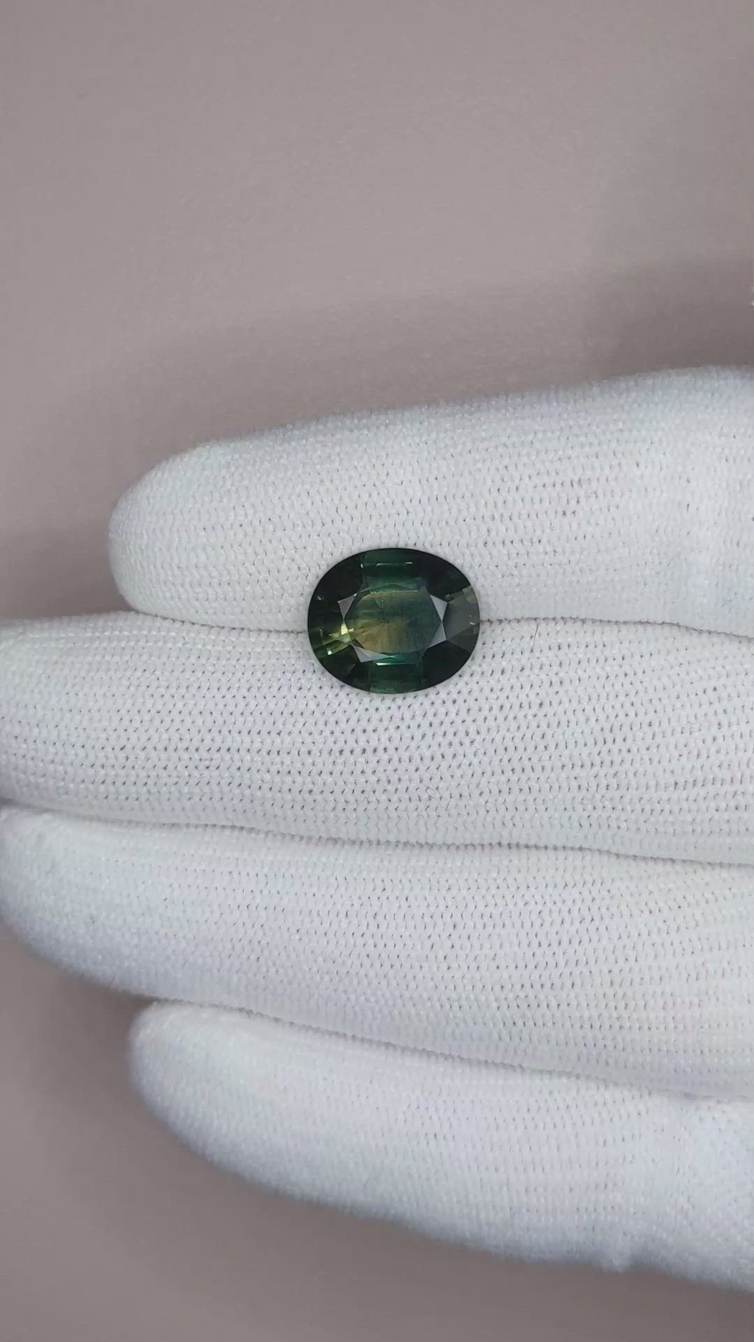 5.74 Ct. Bluish Green Sapphire from Ceylon (Sri Lanka) Size Video