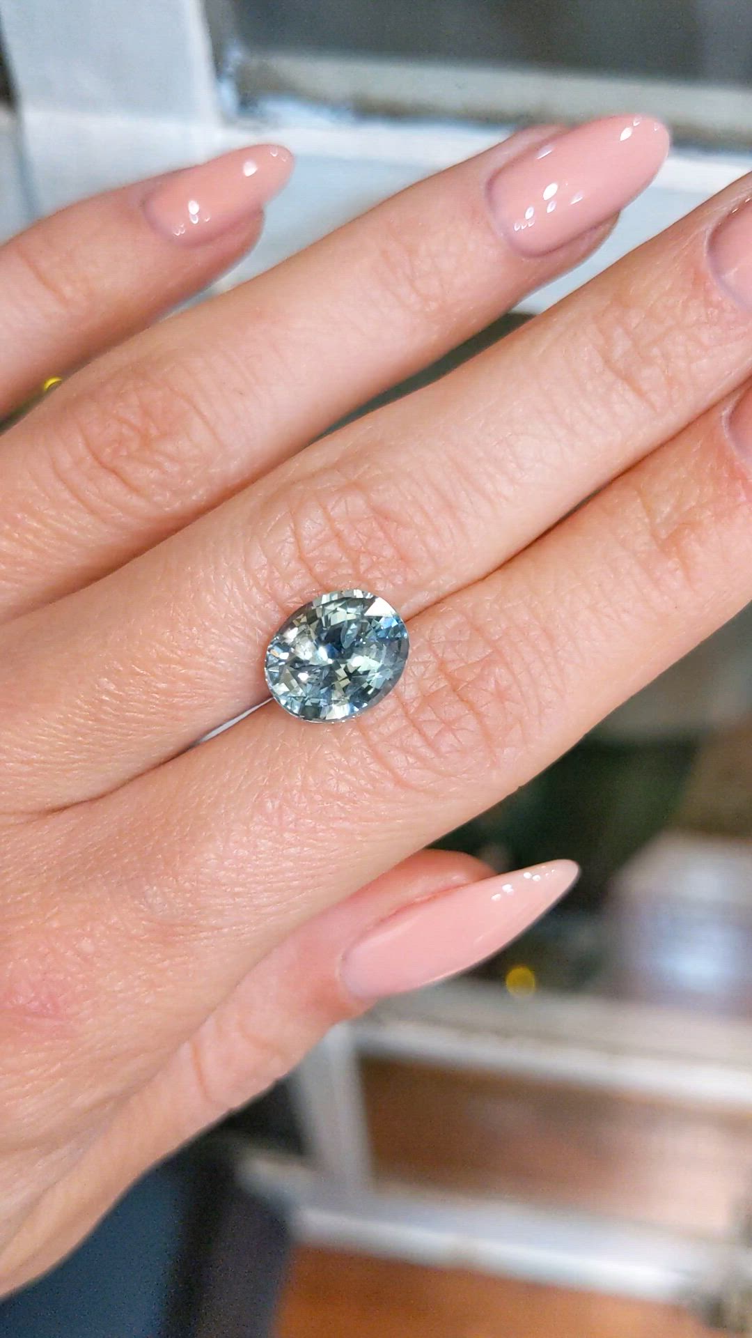 5.03 Ct. Bluish Green Sapphire from Ceylon (Sri Lanka) Size Video