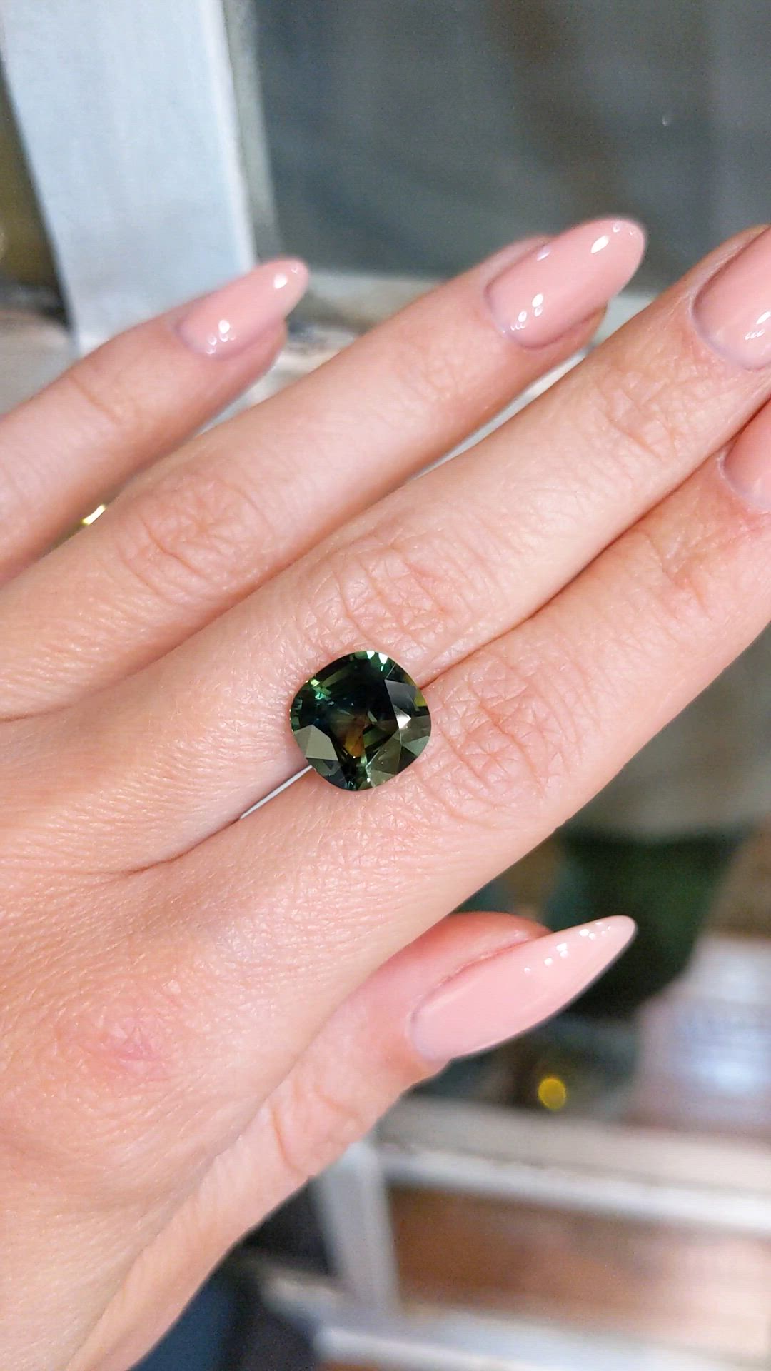 5.47 Ct. Bluish Green Sapphire from Madagascar Size Video