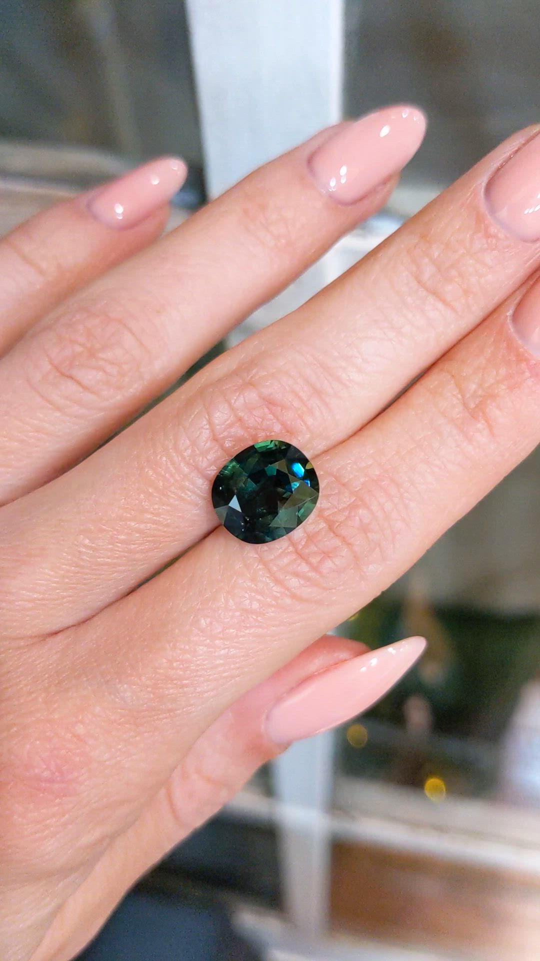 5.37 Ct. Bluish Green Sapphire from Ceylon (Sri Lanka) Size Video