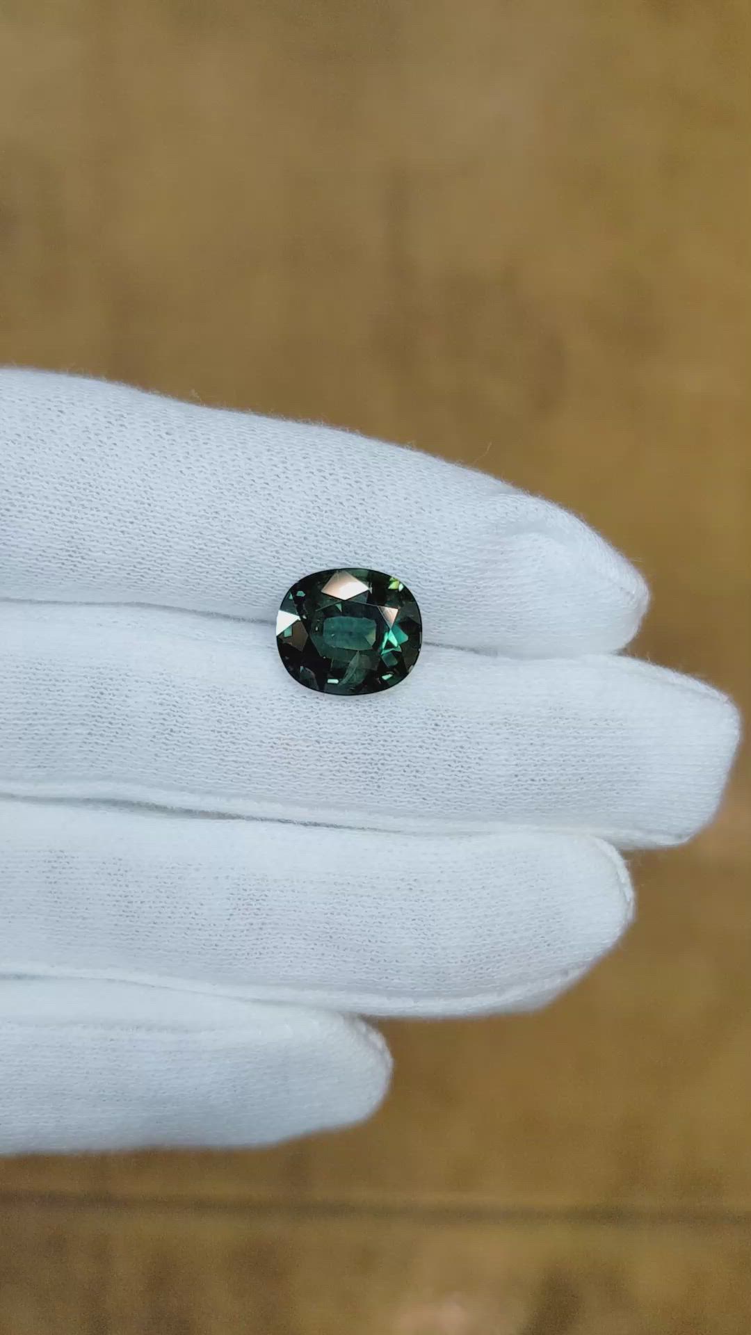 5.37 Ct. Bluish Green Sapphire from Ceylon (Sri Lanka) Size Video