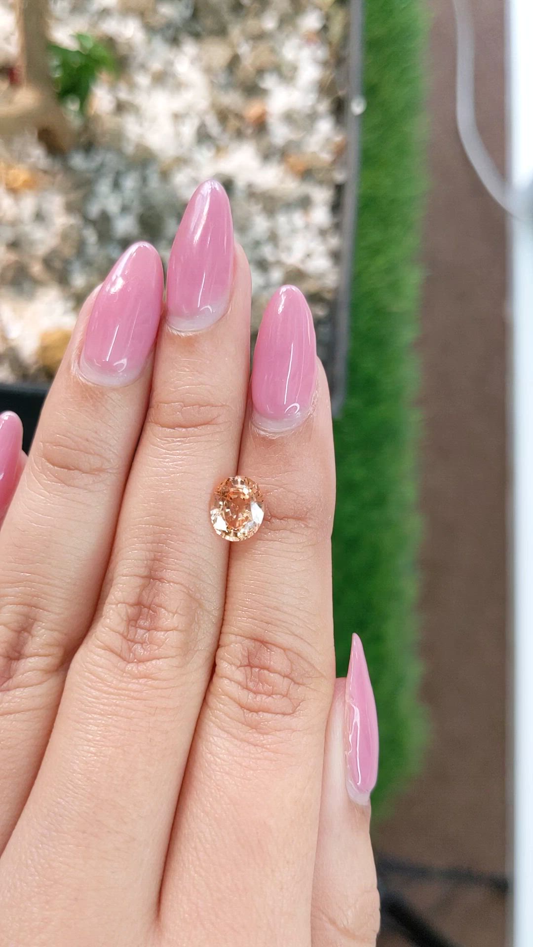 1.83 Ct. Peach Sapphire from Ceylon (Sri Lanka) Size Video
