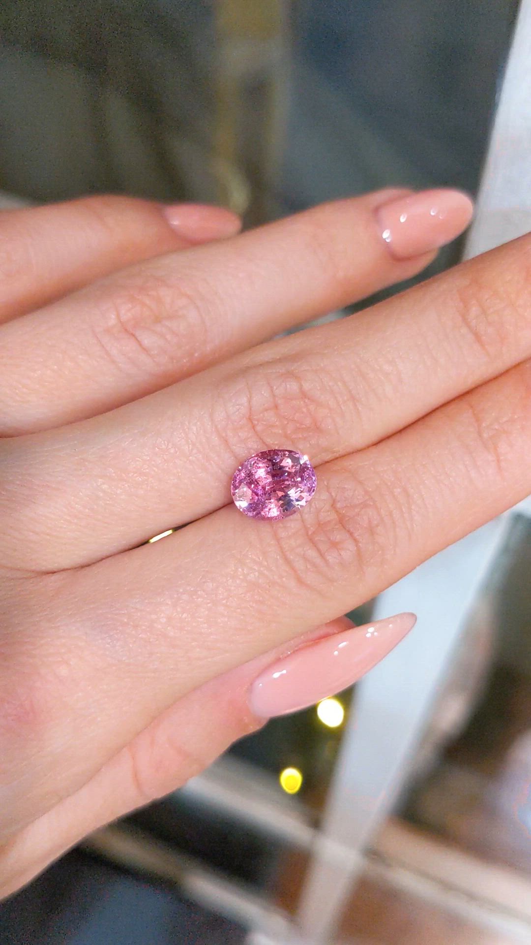 2.96 Ct. Purplish Pink Sapphire from Ceylon (Sri Lanka) Size Video