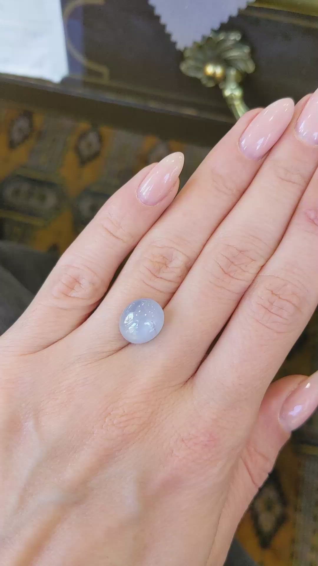 8.04 Ct. Greyish Blue Star Sapphire from Ceylon (Sri Lanka) Size Video