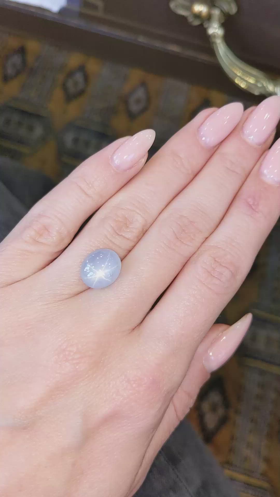 8.04 Ct. Greyish Blue Star Sapphire from Ceylon (Sri Lanka) Size Video