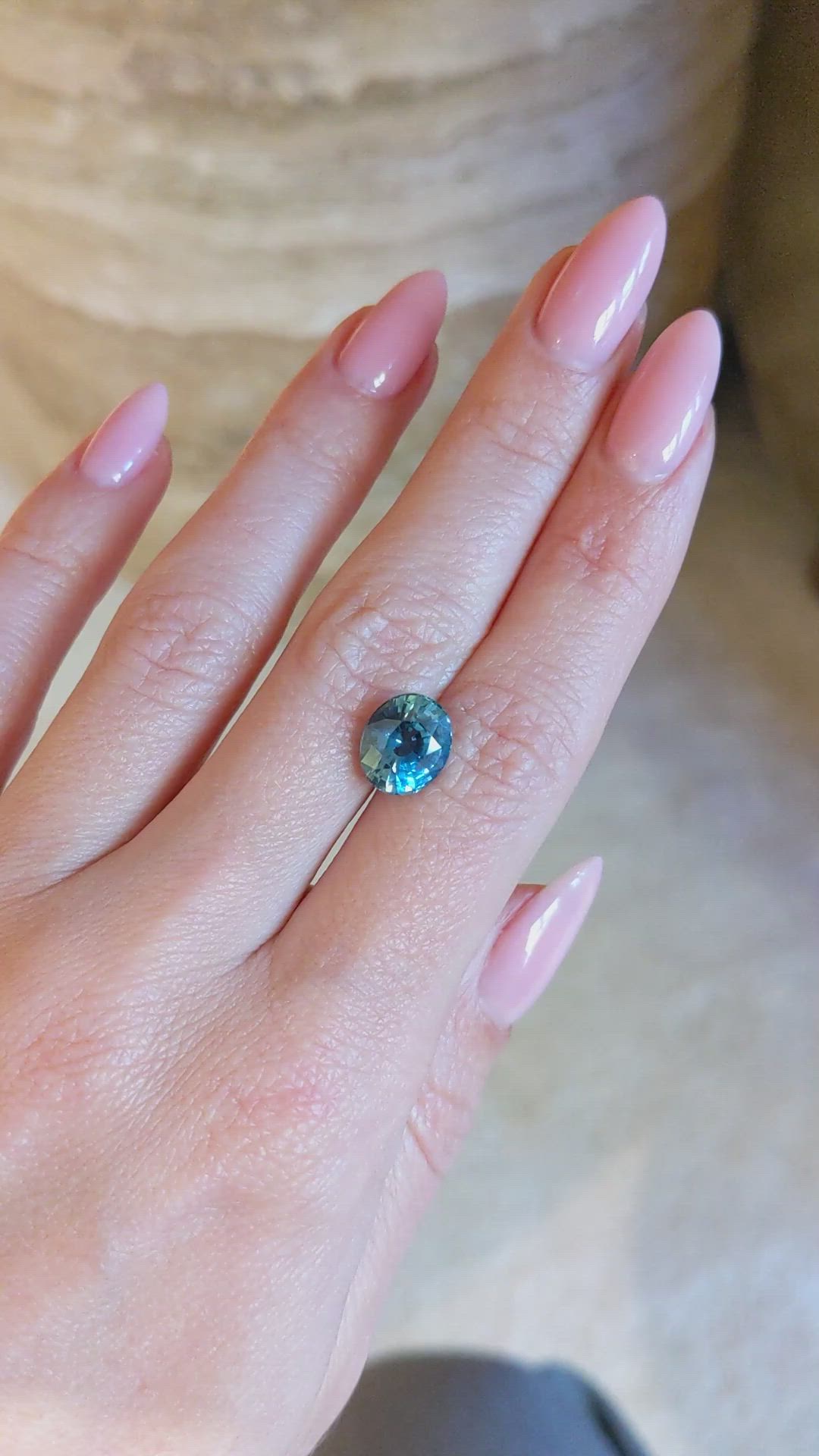 4.07 Ct. Greenish Blue Sapphire from Madagascar Size Video