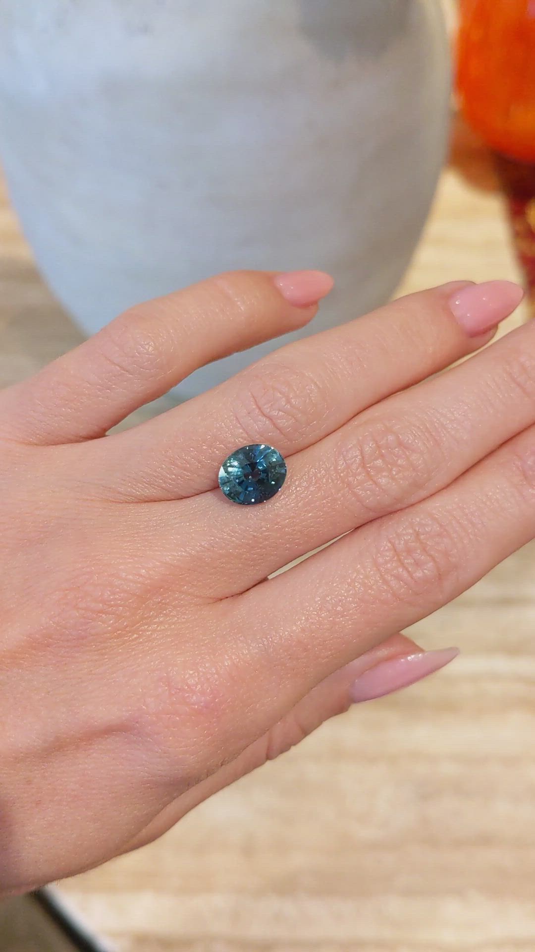 4.07 Ct. Greenish Blue Sapphire from Madagascar Size Video