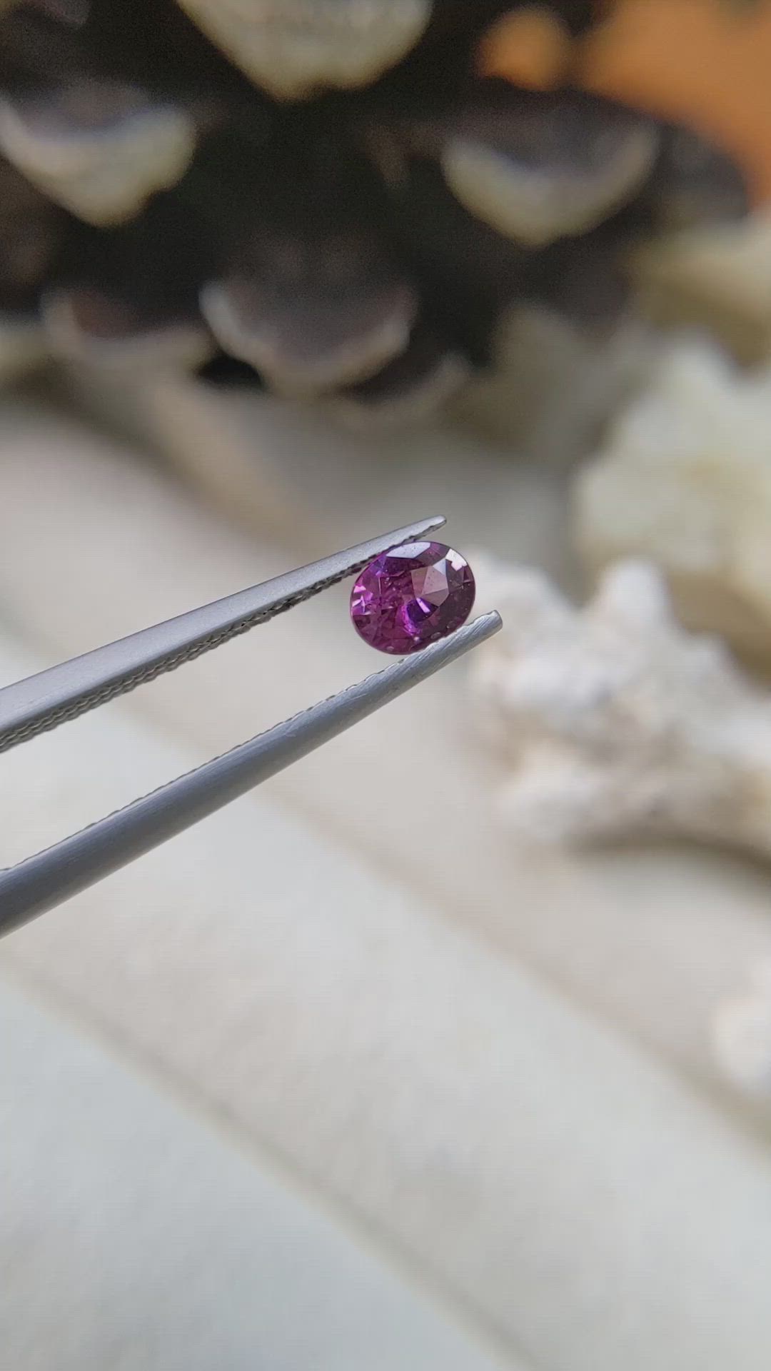 0.38 Ct. Purplish Pink Sapphire from Ceylon (Sri Lanka) Size Video