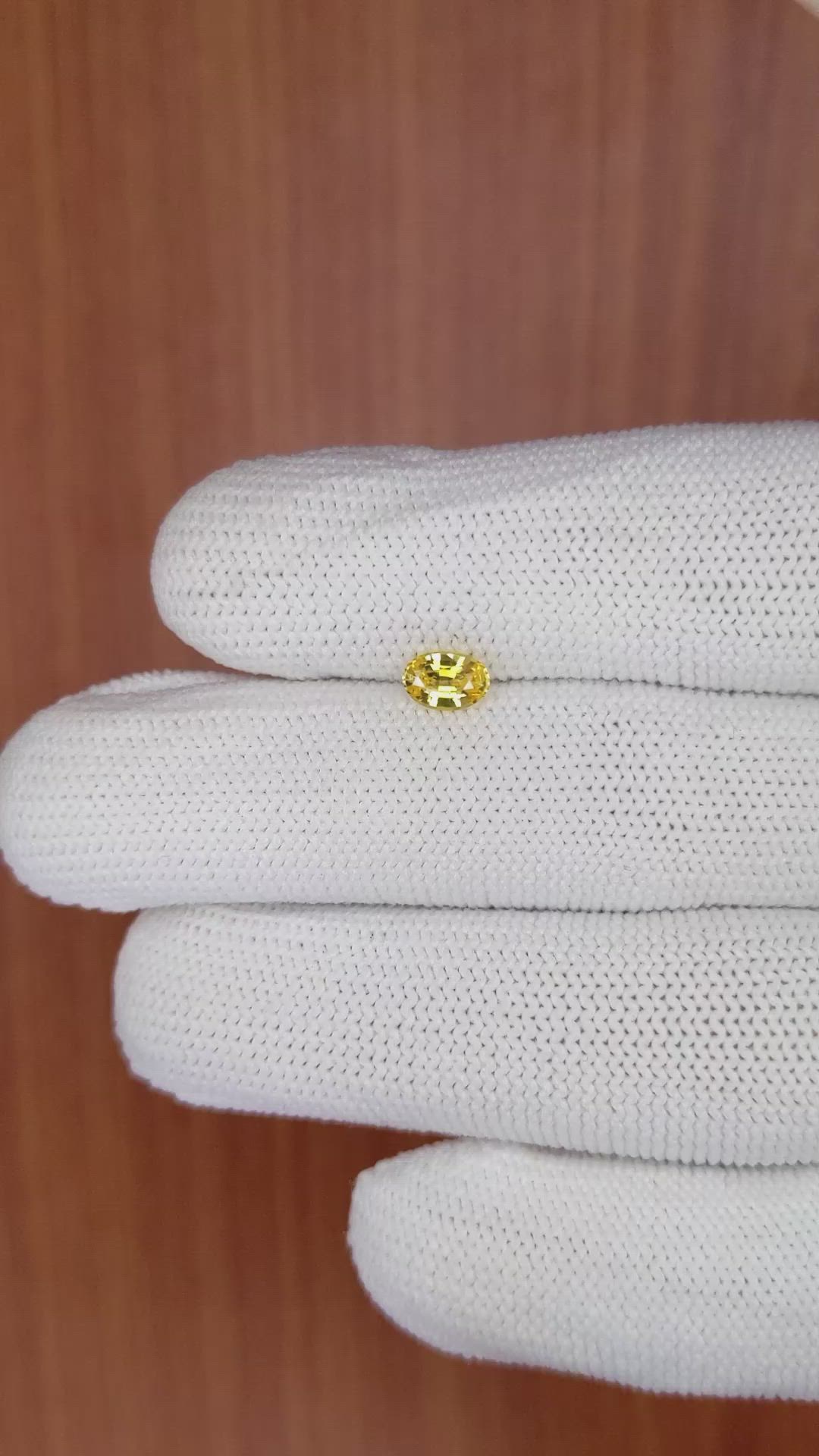 0.57 Ct. Yellow Sapphire from Ceylon (Sri Lanka) Size Video