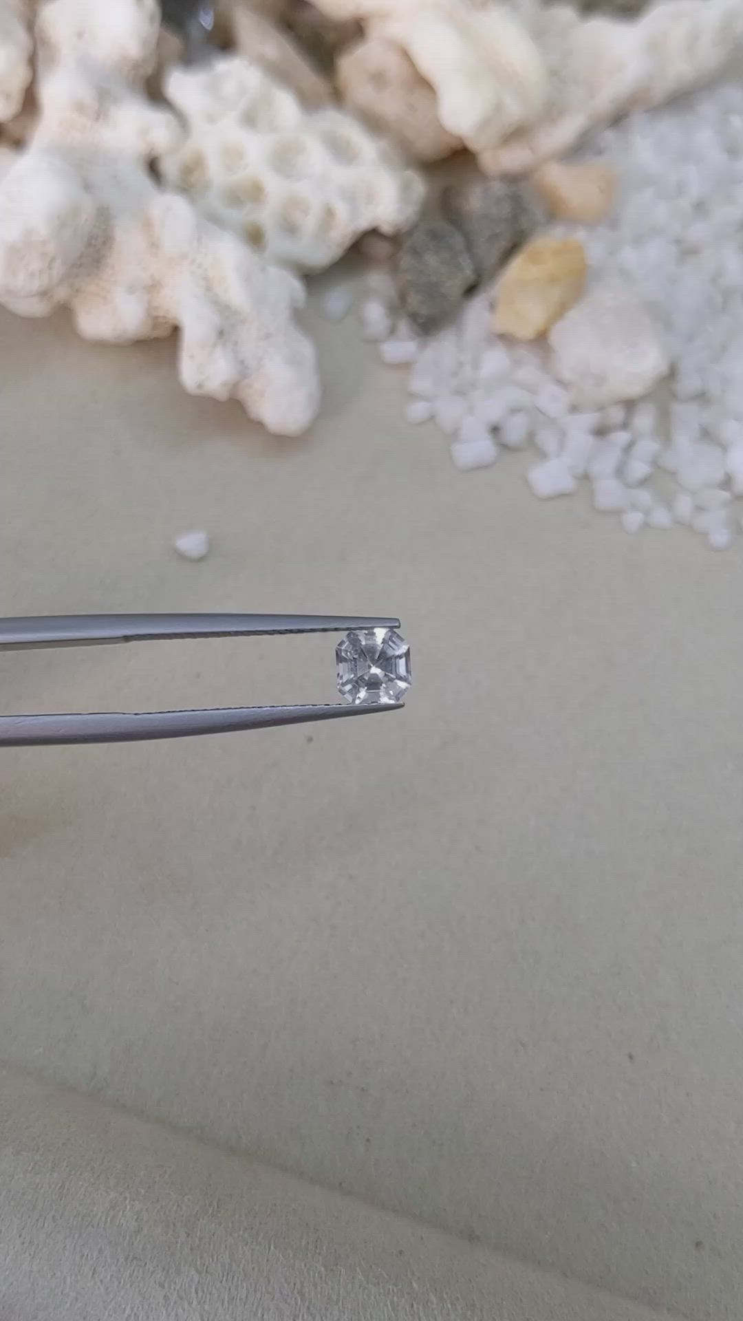 0.92 Ct. White Sapphire from Ceylon (Sri Lanka) Size Video