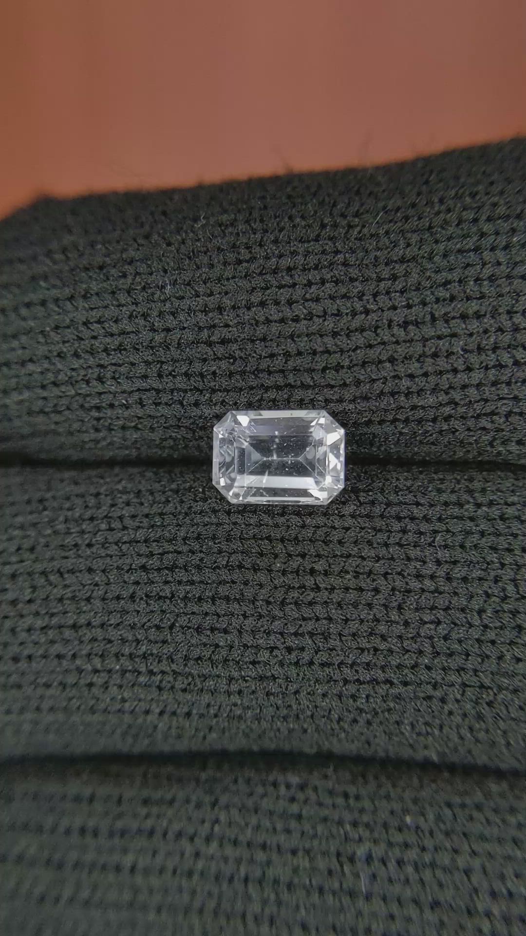1.38 Ct. White Sapphire from Ceylon (Sri Lanka) Size Video