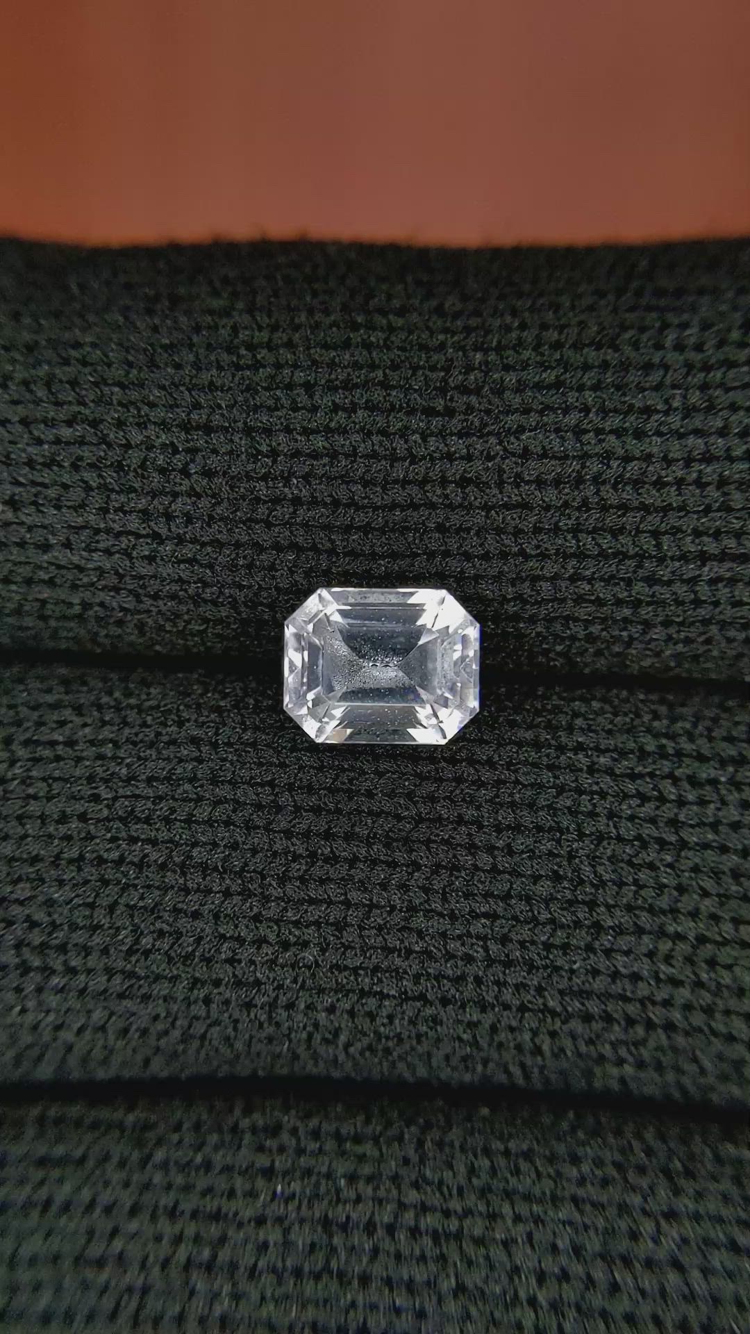 1.77 Ct. White Sapphire from Ceylon (Sri Lanka) Size Video