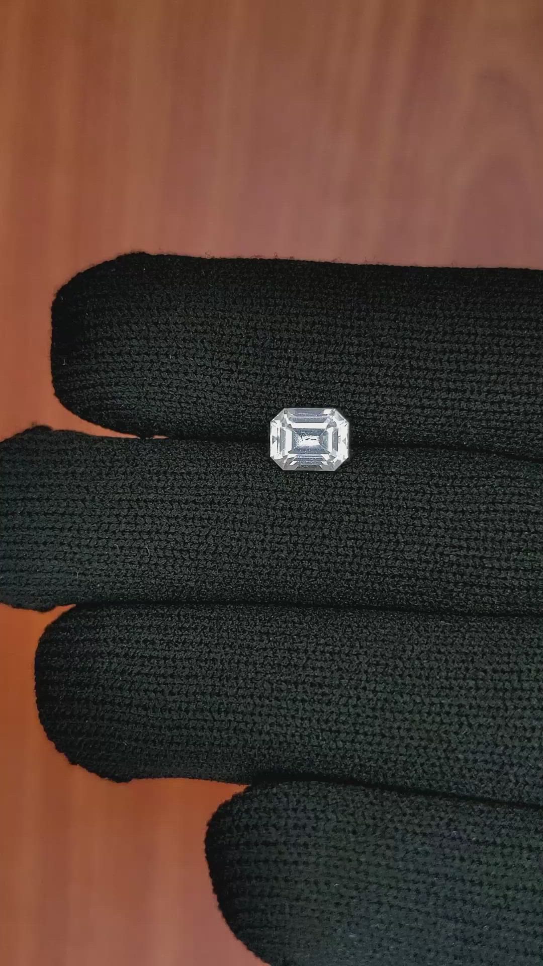 1.77 Ct. White Sapphire from Ceylon (Sri Lanka) Size Video