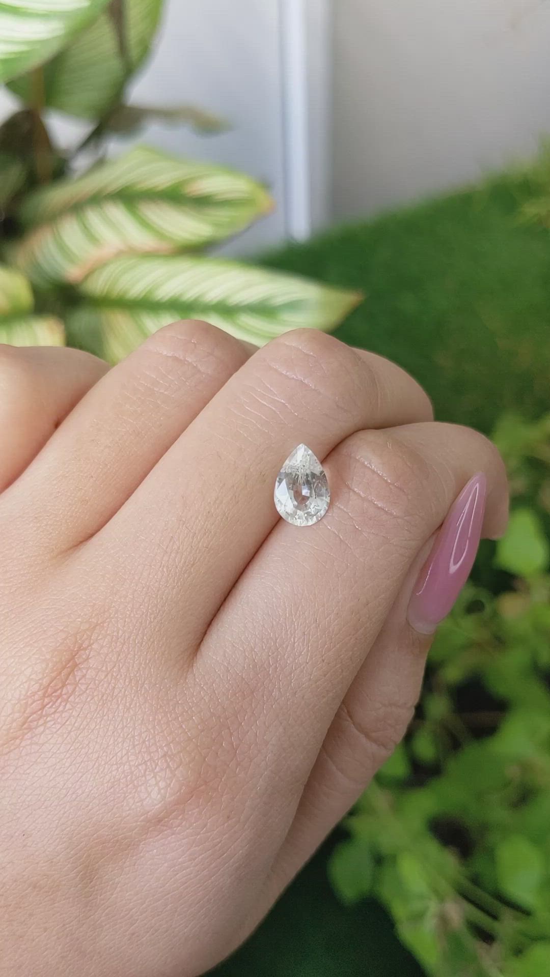 1.91 Ct. White Sapphire from Ceylon (Sri Lanka) Size Video