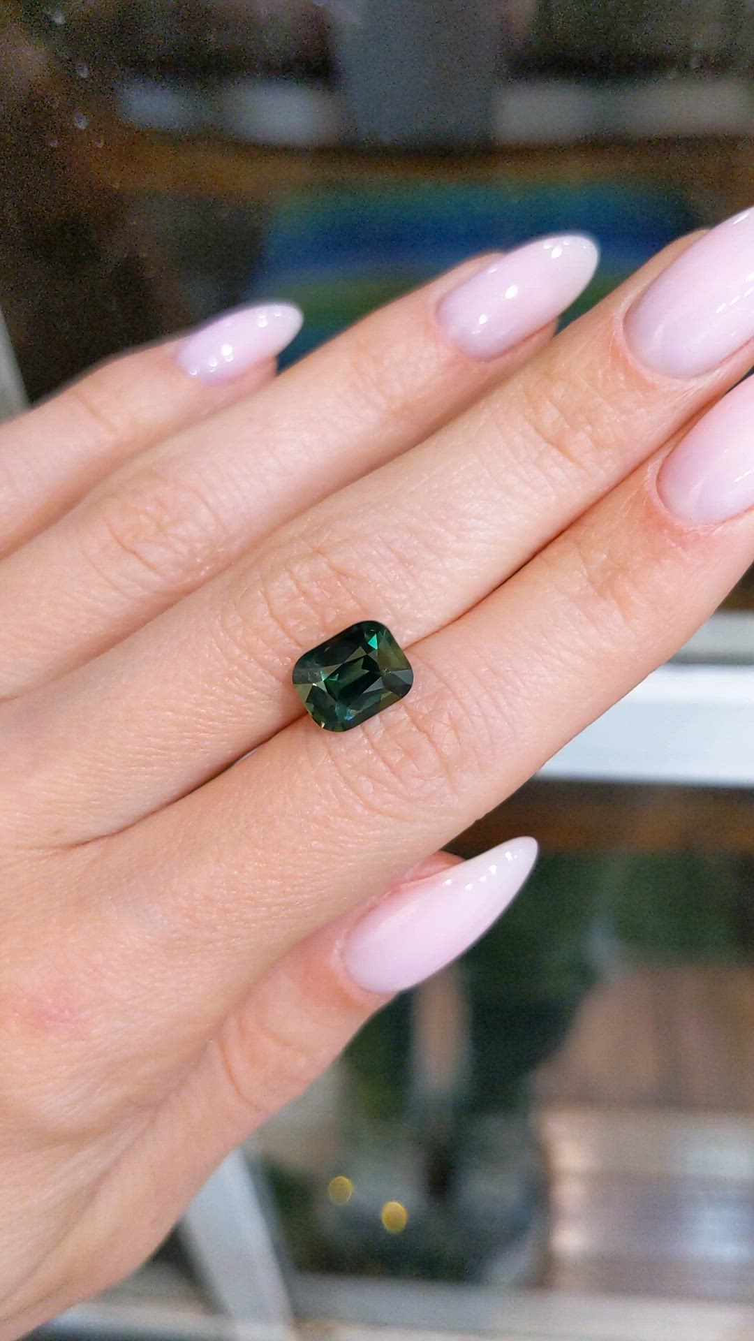 3.64 Ct. Bluish Green Sapphire from Madagascar Size Video