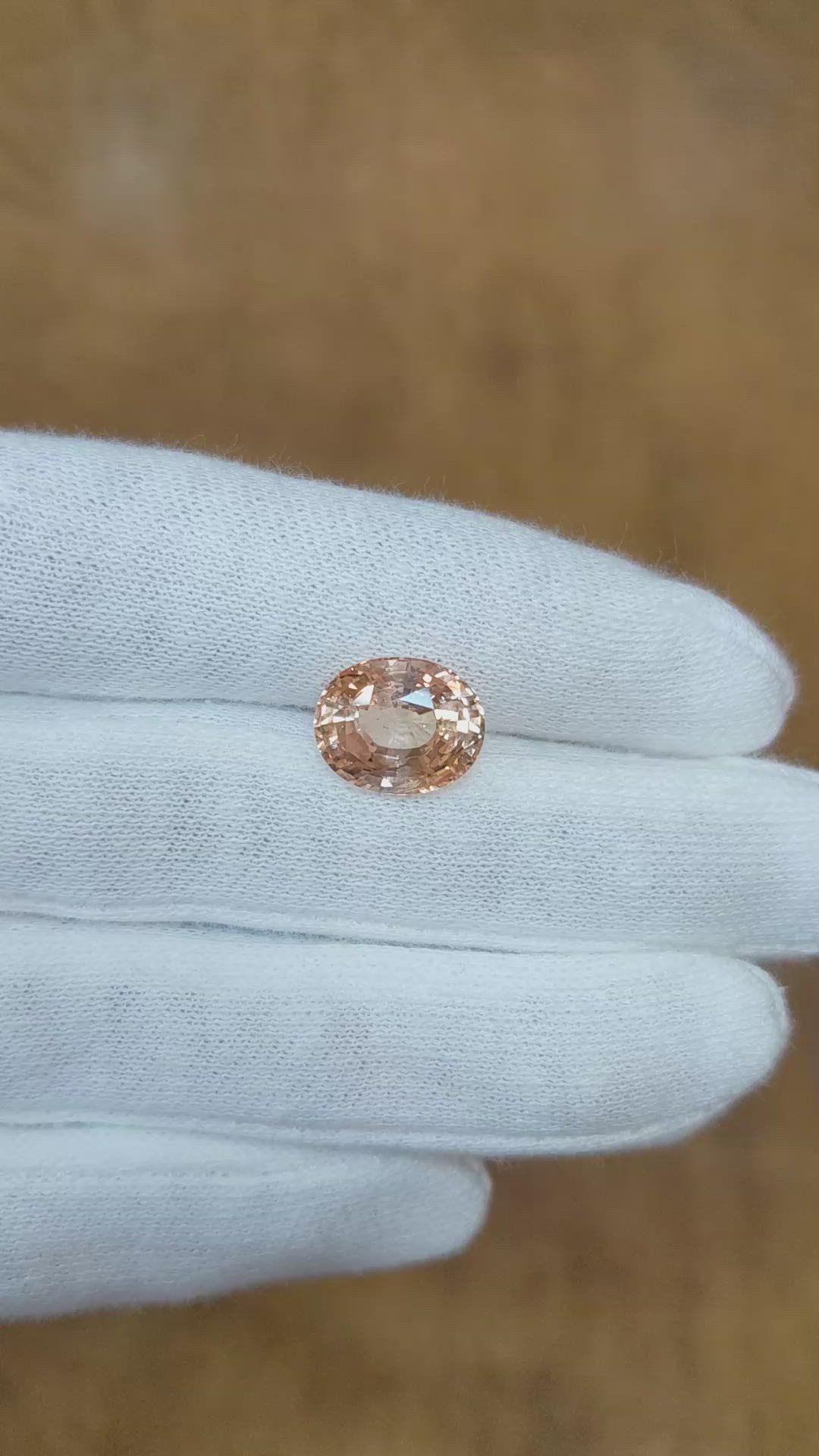 6.20 Ct. Peach Sapphire from Ceylon (Sri Lanka) Size Video