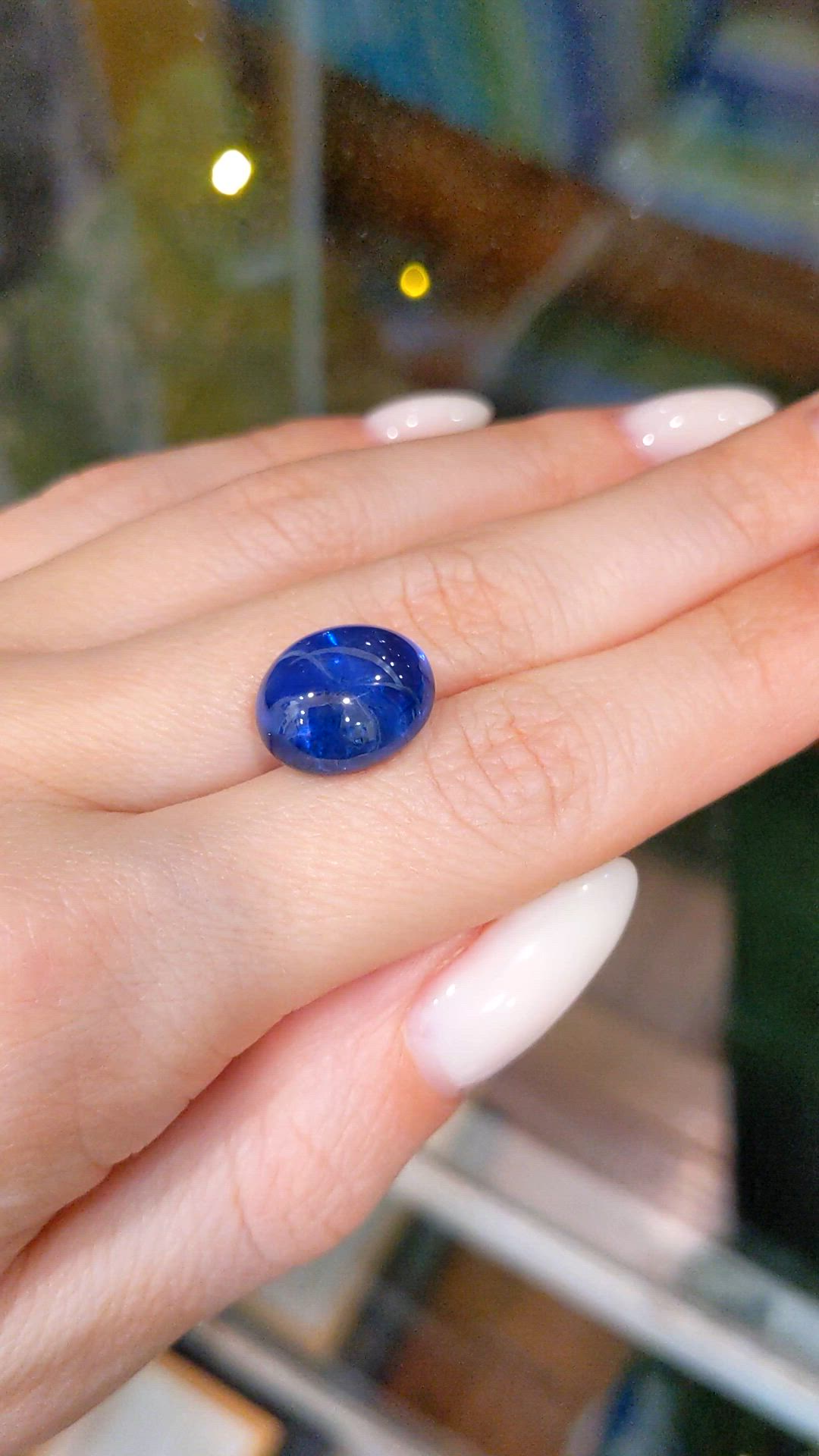 15.21 Ct. Blue Cabochon Sapphire from Ceylon (Sri Lanka) Size Video