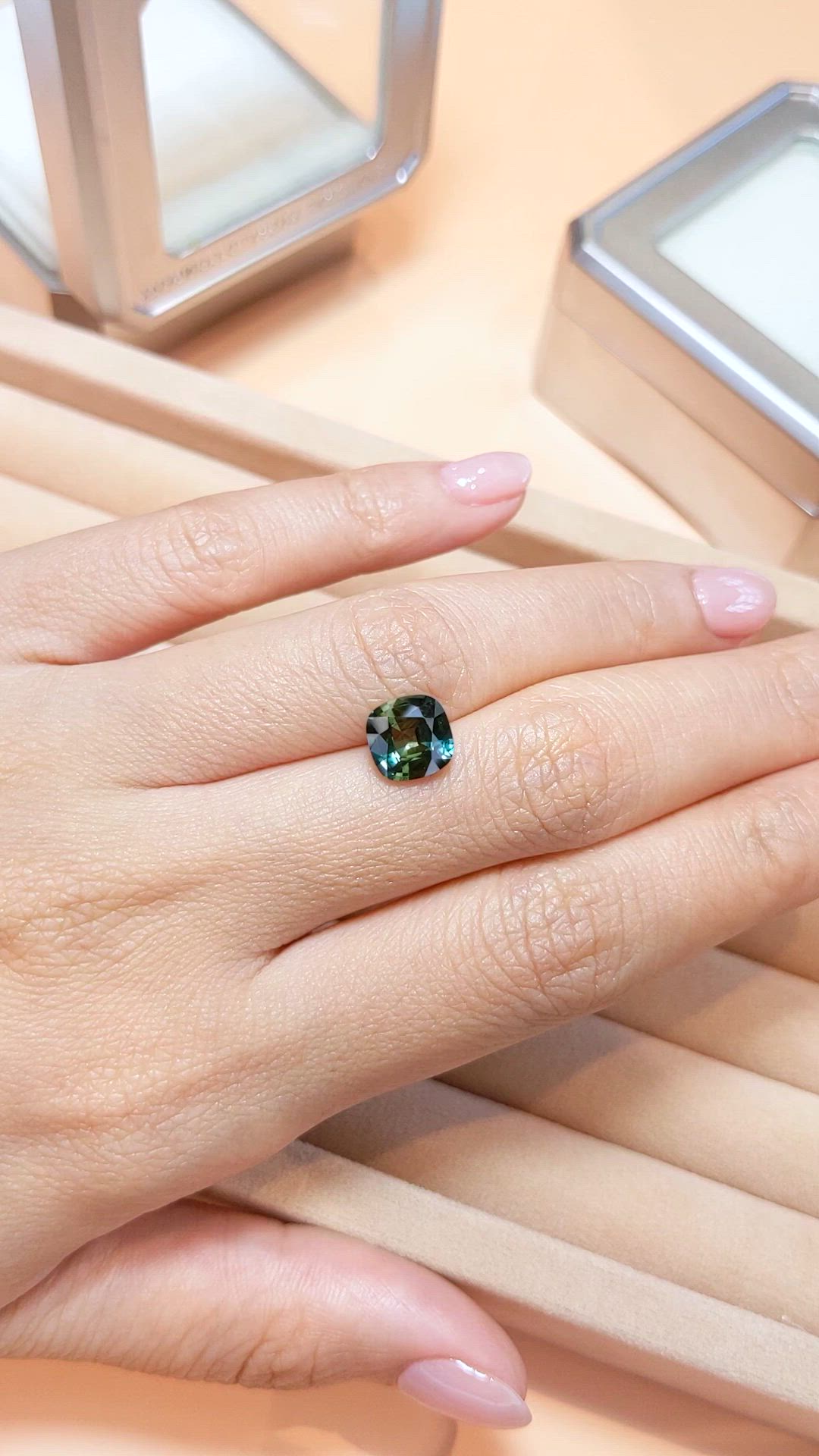 2.43 Ct. Greenish Blue Sapphire from Ceylon (Sri Lanka) Size Video