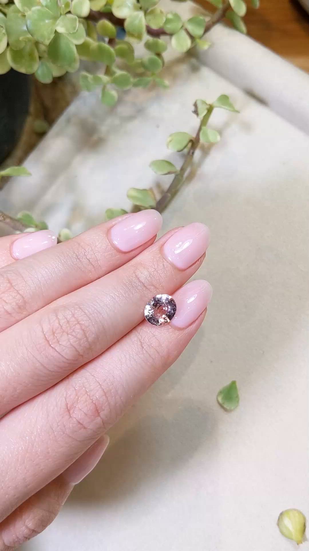 2.57 Ct. Peach Sapphire from Ceylon (Sri Lanka) Size Video
