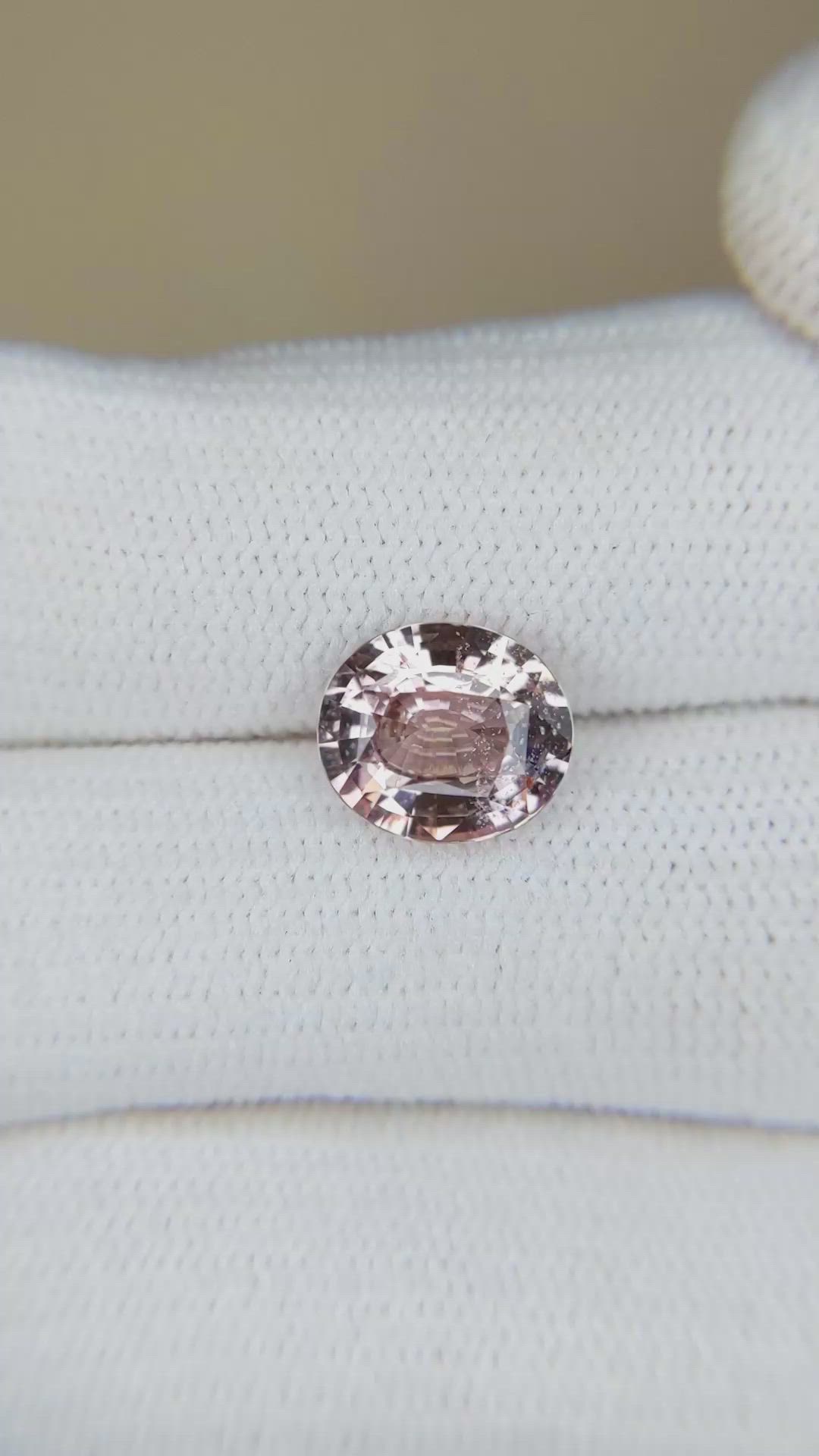 2.57 Ct. Peach Sapphire from Ceylon (Sri Lanka) Size Video
