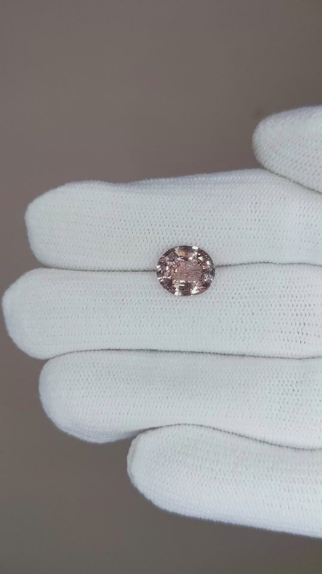 2.57 Ct. Peach Sapphire from Ceylon (Sri Lanka) Size Video