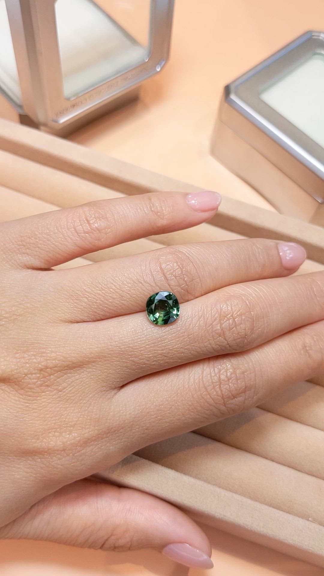 2.33 Ct. Bluish Green Sapphire from Ceylon (Sri Lanka) Size Video