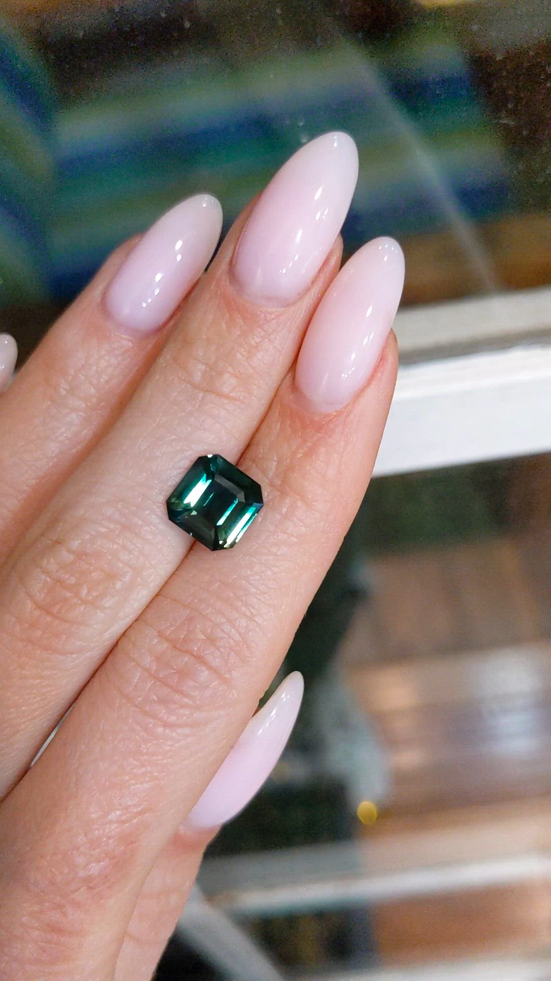 4.10 Ct. Bluish Green Sapphire from Madagascar Size Video