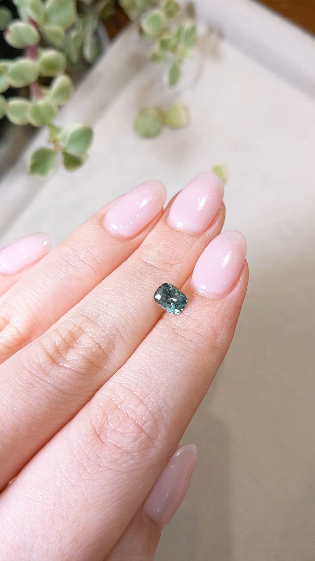 1.23 Ct. Bluish Green Sapphire from Montana Size Video