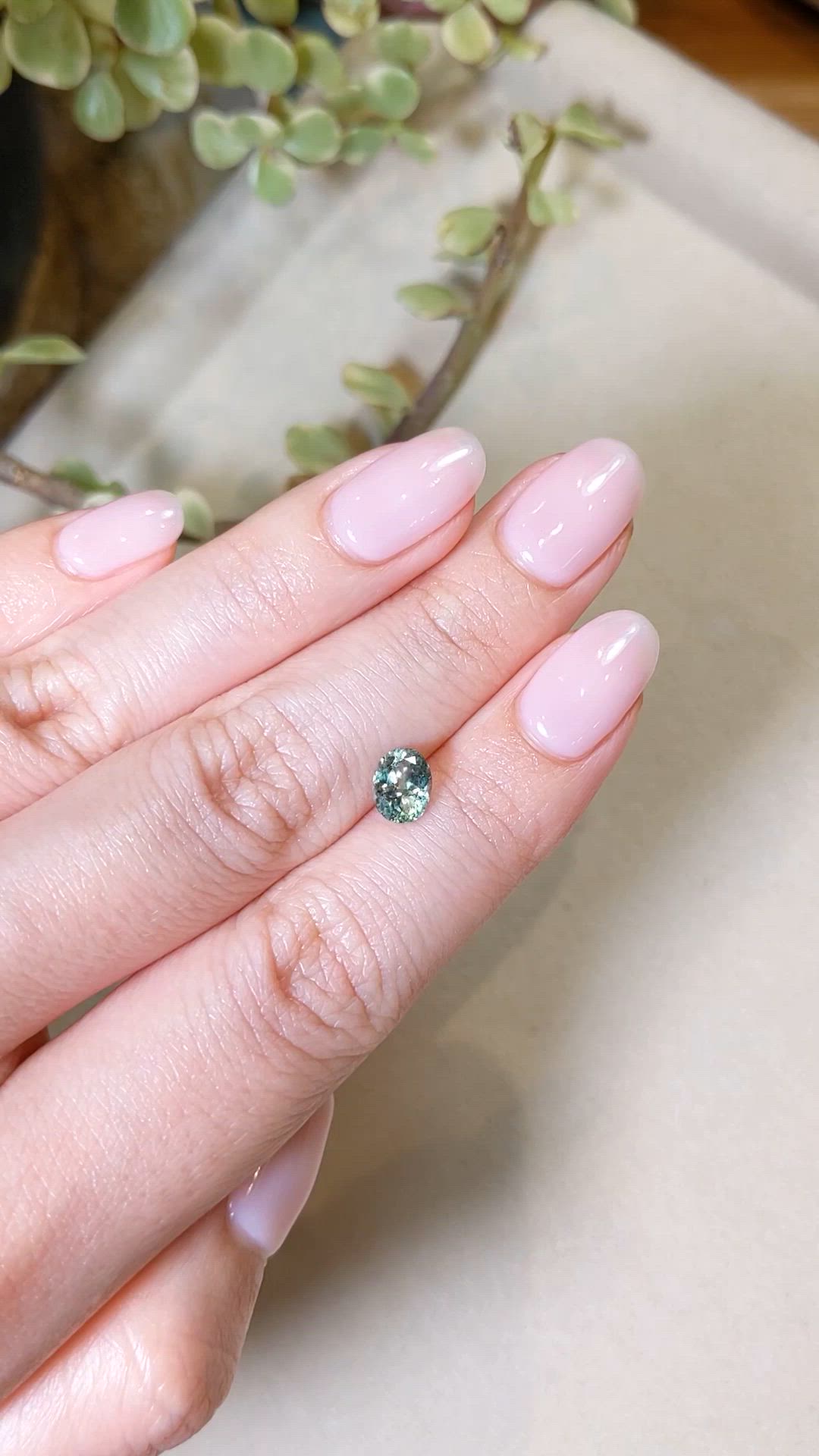 1.35 Ct. Bluish Green Sapphire from Montana Size Video